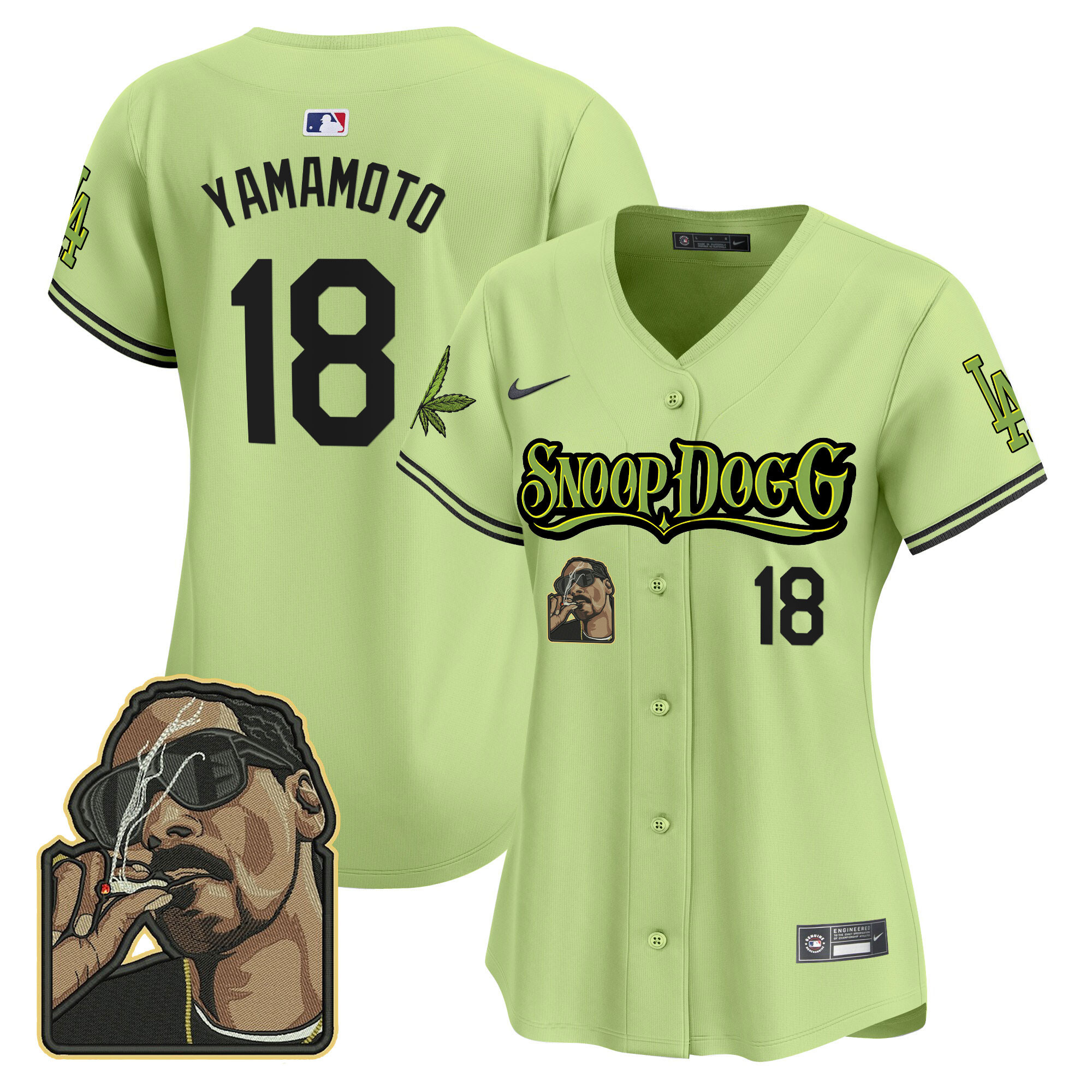 Yamamoto Women's Los Angeles Dodgers Snoop Dogg Vapor Premier Limited Light Green Jersey - All Stitched