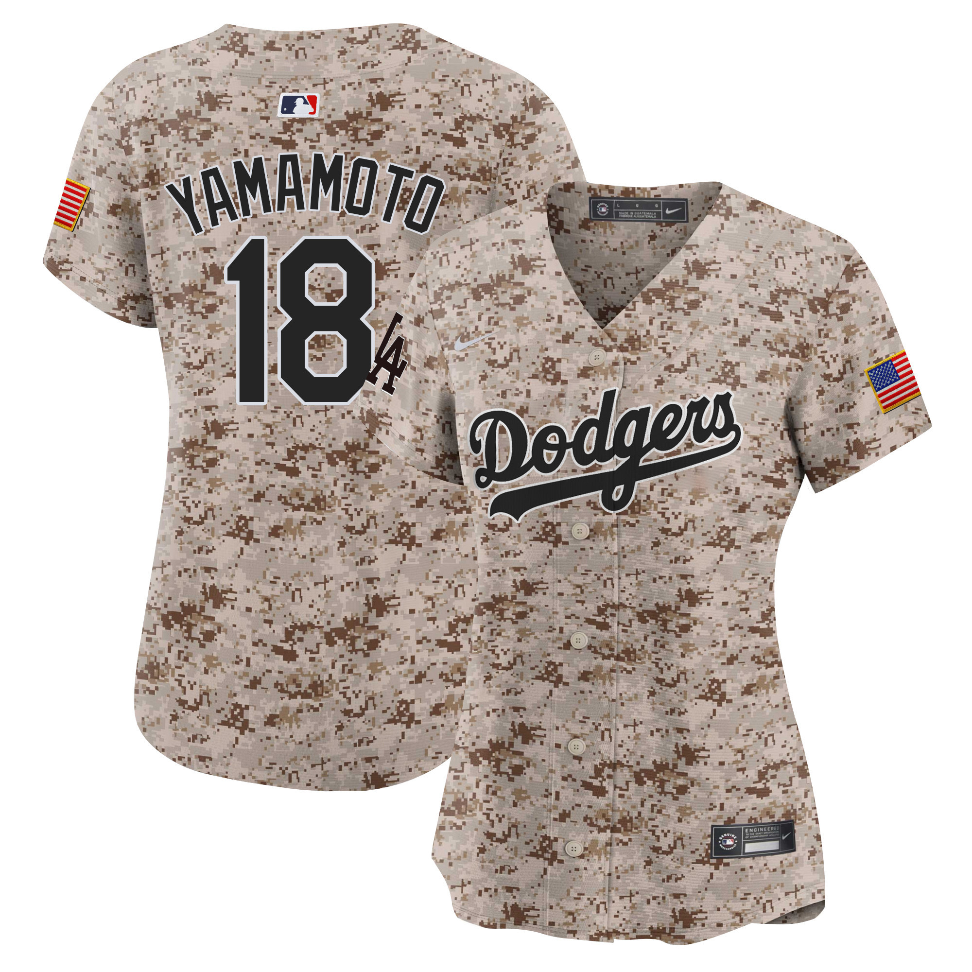 Yamamoto Women's Los Angeles Dodgers USMC Alternate Vapor Premier Limited Desert Jersey - All Stitched