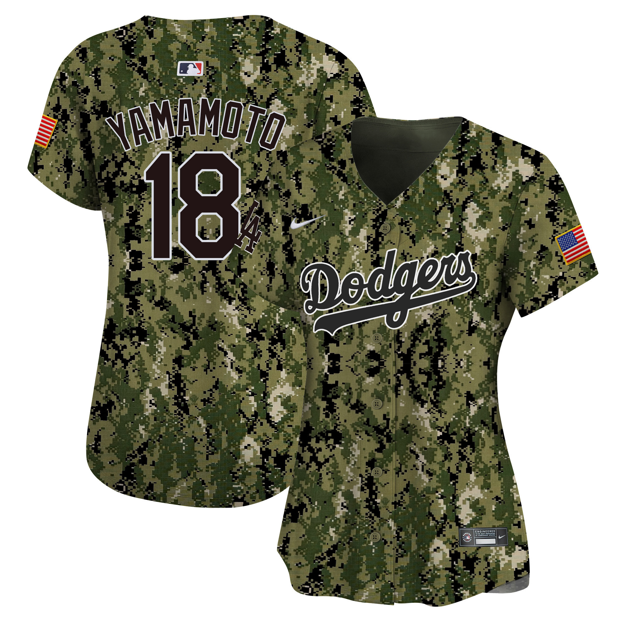 Yamamoto Women's Los Angeles Dodgers USMC Alternate Vapor Premier Limited Woodland Jersey - All Stitched