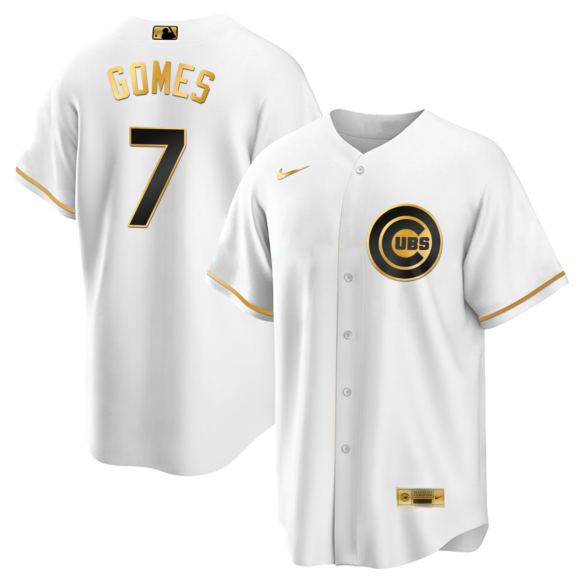 Yan Gomes Men's Chicago Cubs Black Limited & Gold Cool White Gold Jersey - All Stitched