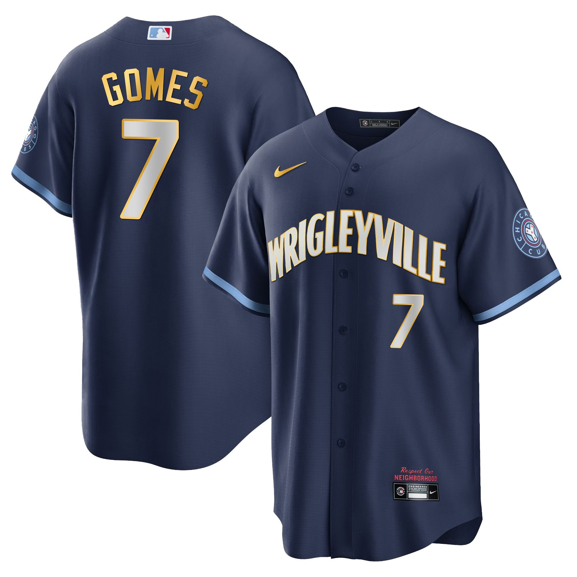 Yan Gomes Men's Chicago Cubs City Connect Gold Cool Gold Trim Jersey - All Stitched