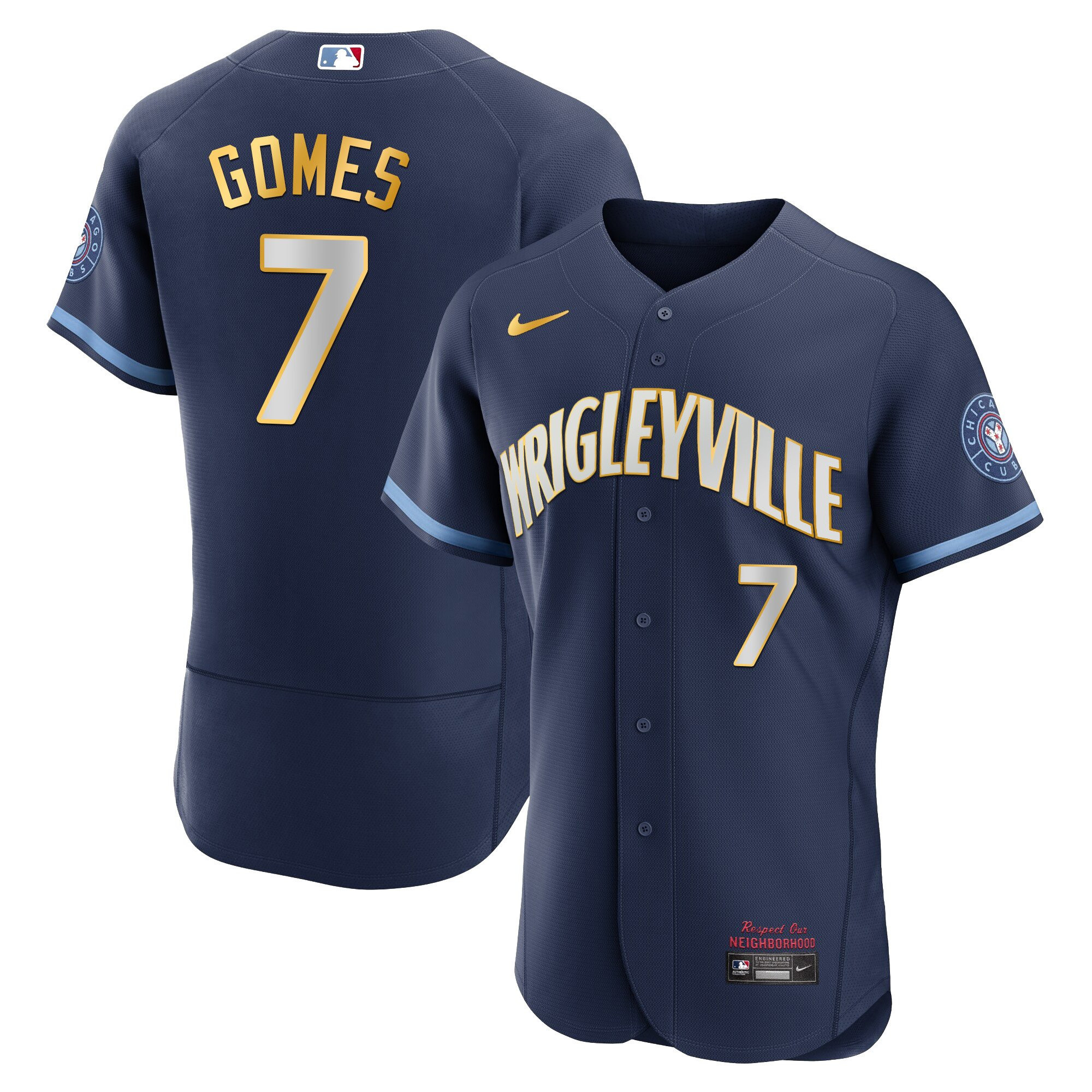 Yan Gomes Men's Chicago Cubs City Connect Gold Flex Gold Trim Jersey - All Stitched