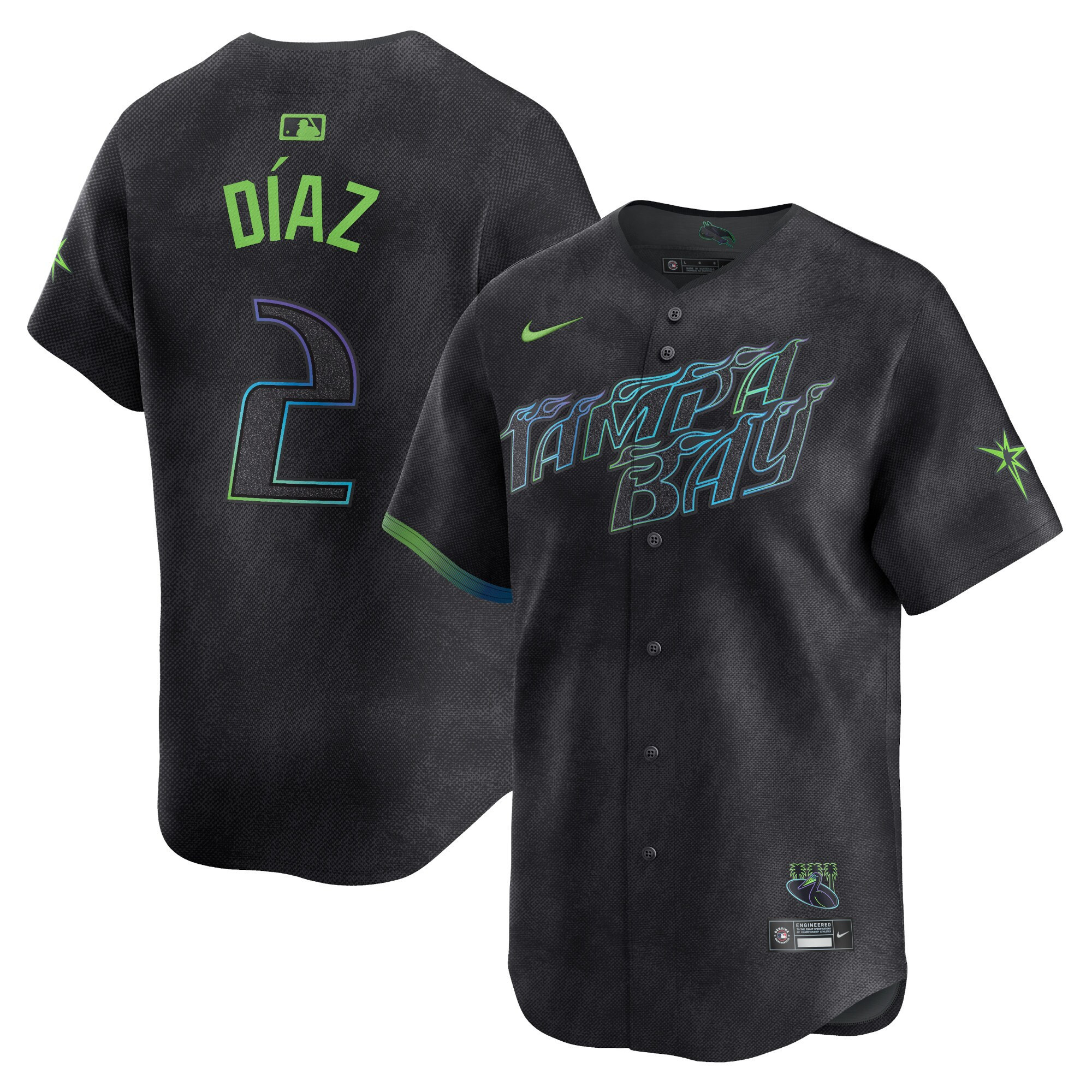Yandy Diaz Men's Tampa Bay Rays 2024 City Connect Vapor Premier Limited - Charcoal Jersey - All Stitched