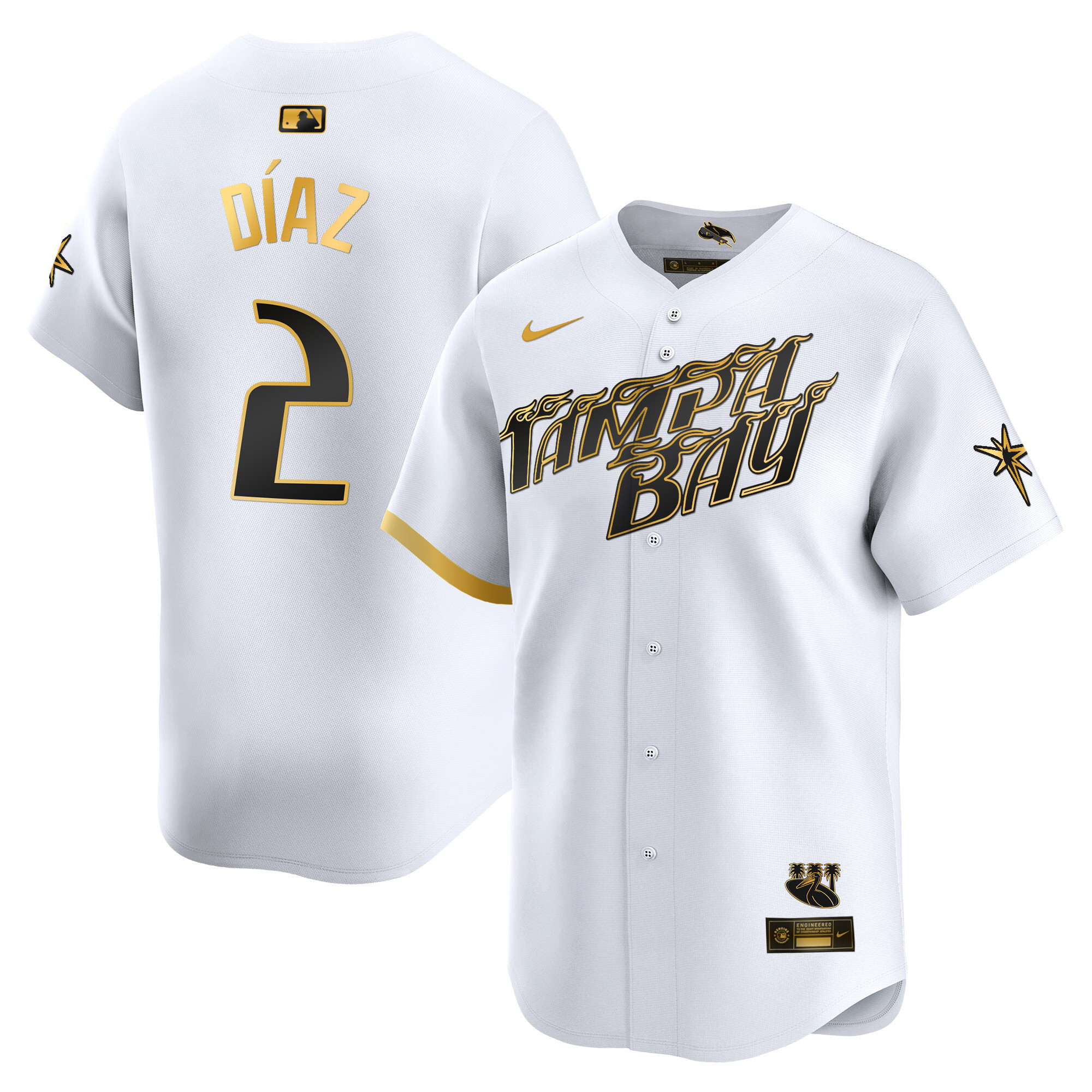 Yandy Diaz Men's Tampa Bay Rays 2024 City Connect Vapor Premier Limited - Charcoal White Gold Jersey - All Stitched