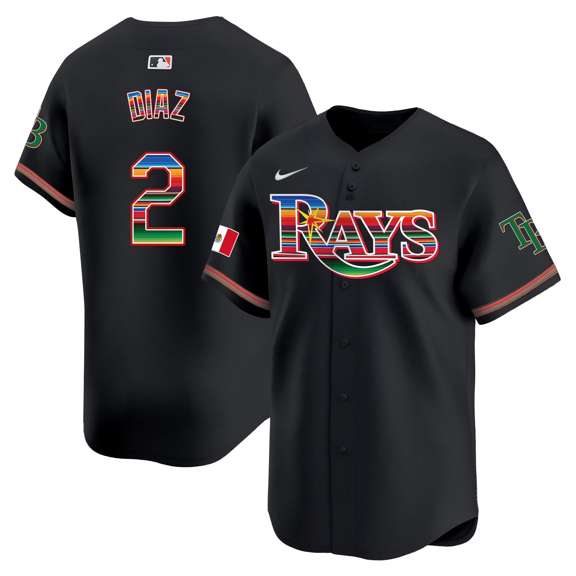 Yandy Diaz Men's Tampa Bay Rays Mexico Vapor Premier Limited Black Jersey - All Stitched