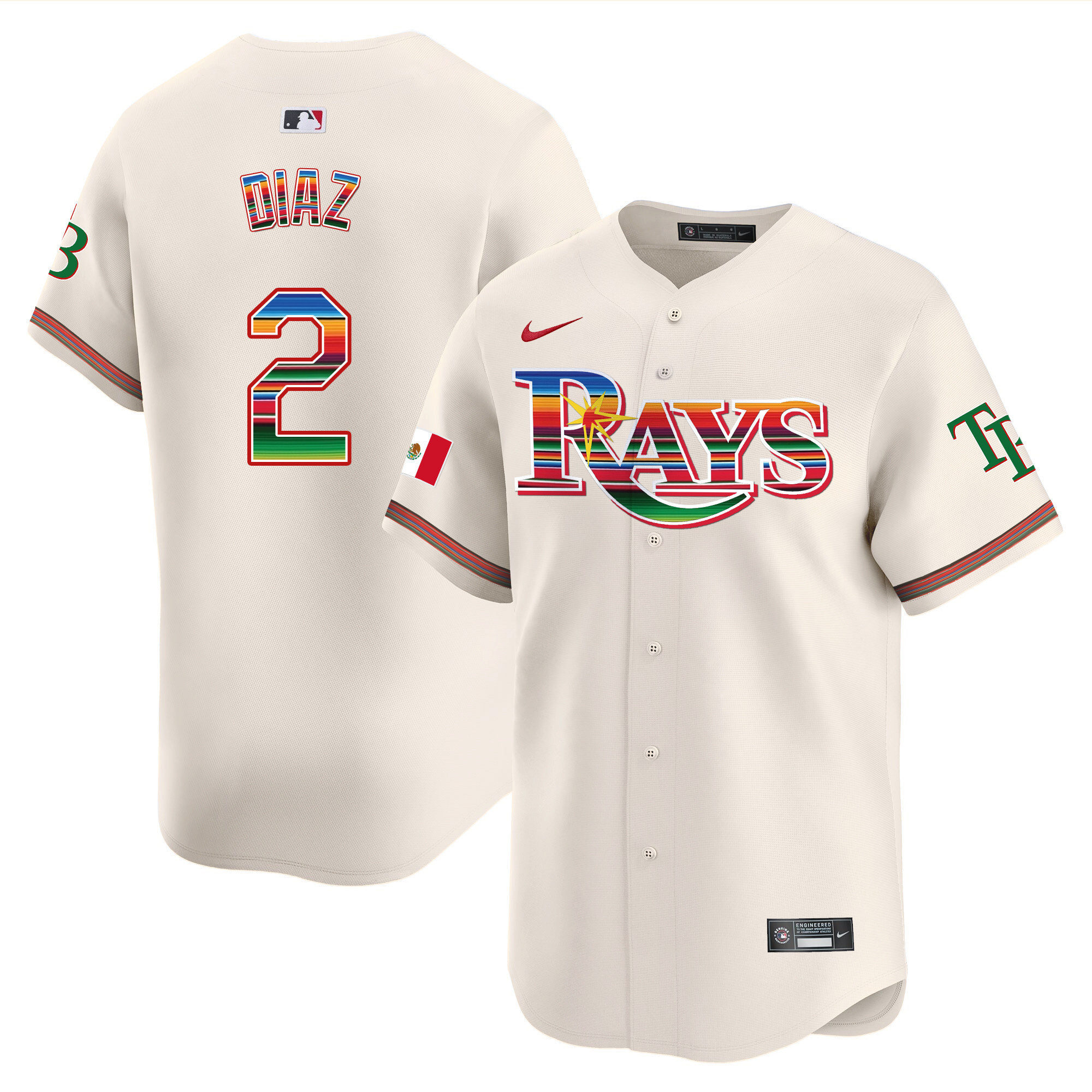 Yandy Diaz Men's Tampa Bay Rays Mexico Vapor Premier Limited Cream Jersey - All Stitched