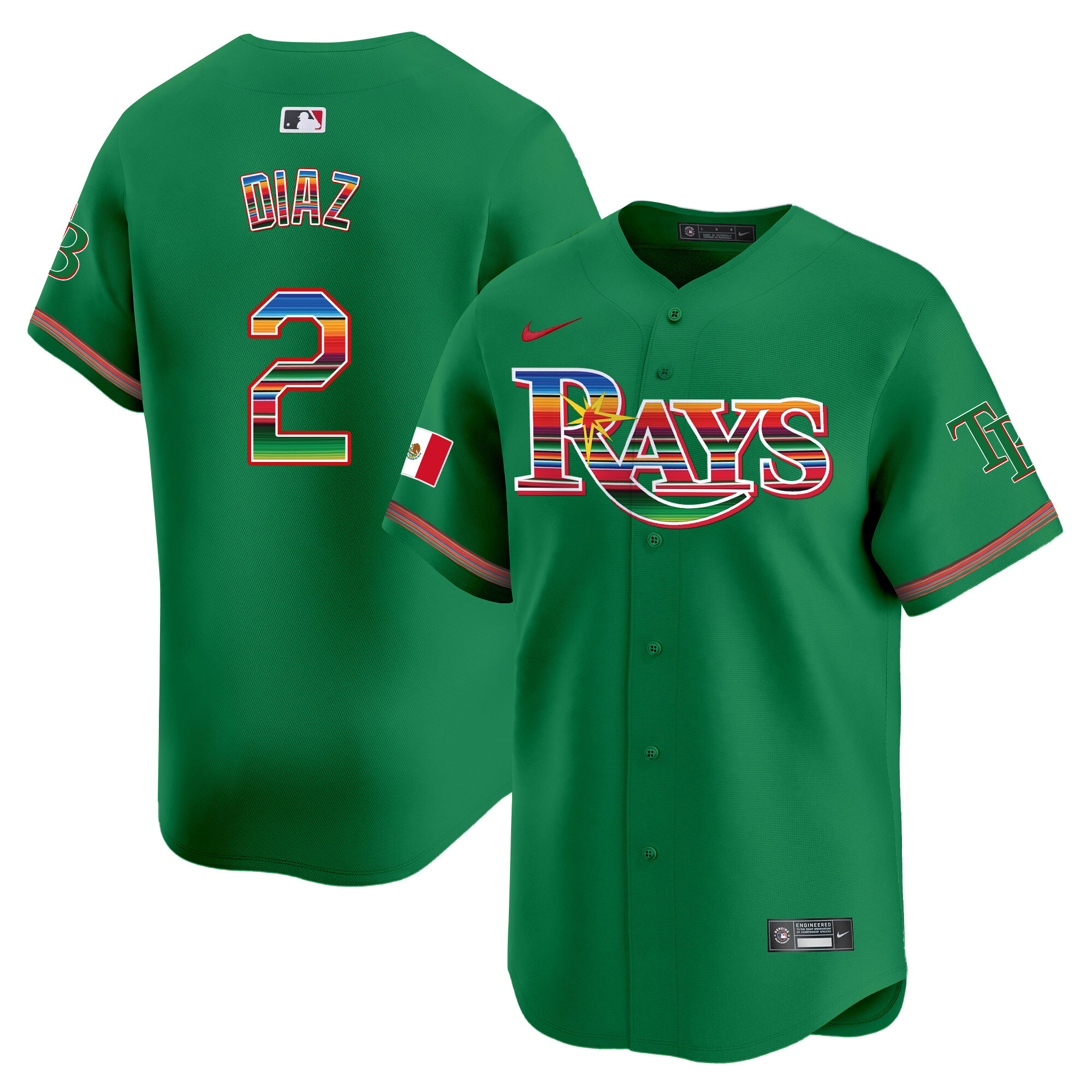 Yandy Diaz Men's Tampa Bay Rays Mexico Vapor Premier Limited Green Jersey - All Stitched