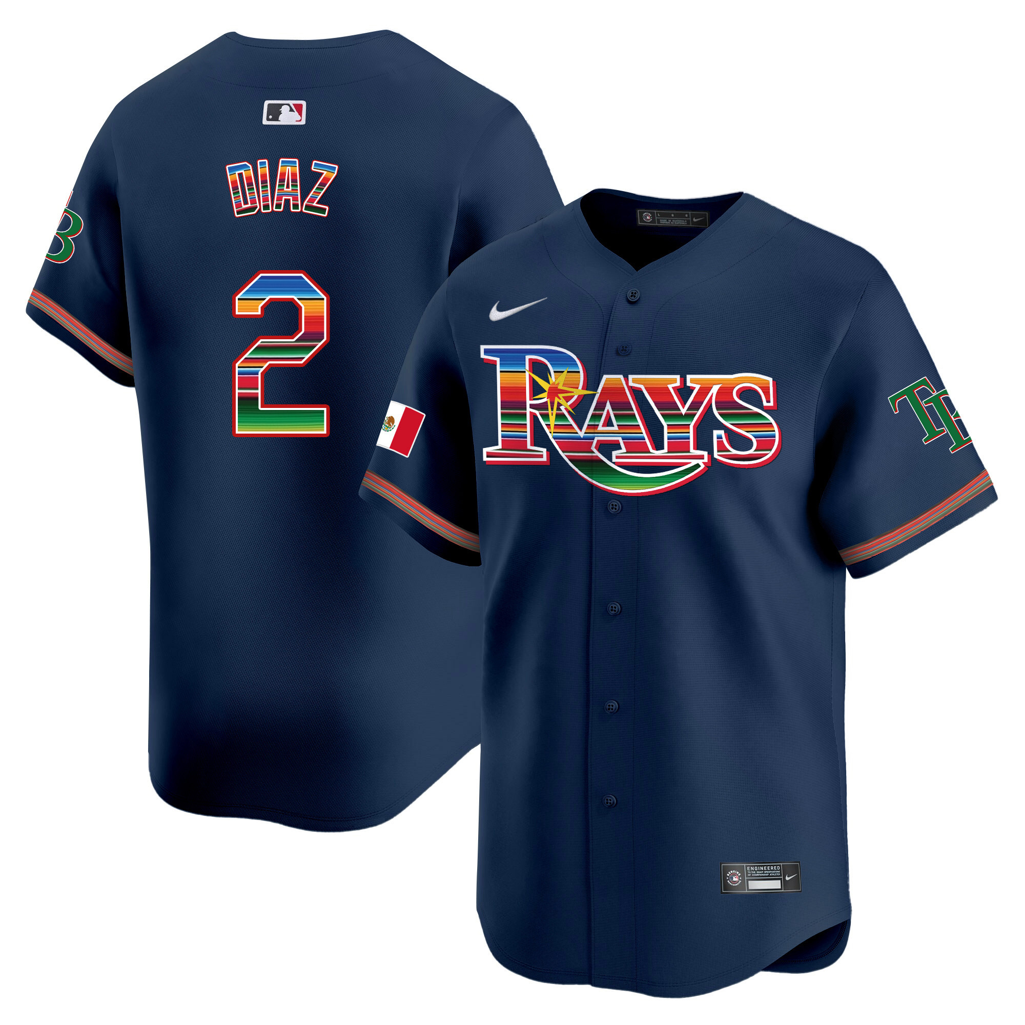Yandy Diaz Men's Tampa Bay Rays Mexico Vapor Premier Limited Navy Jersey - All Stitched
