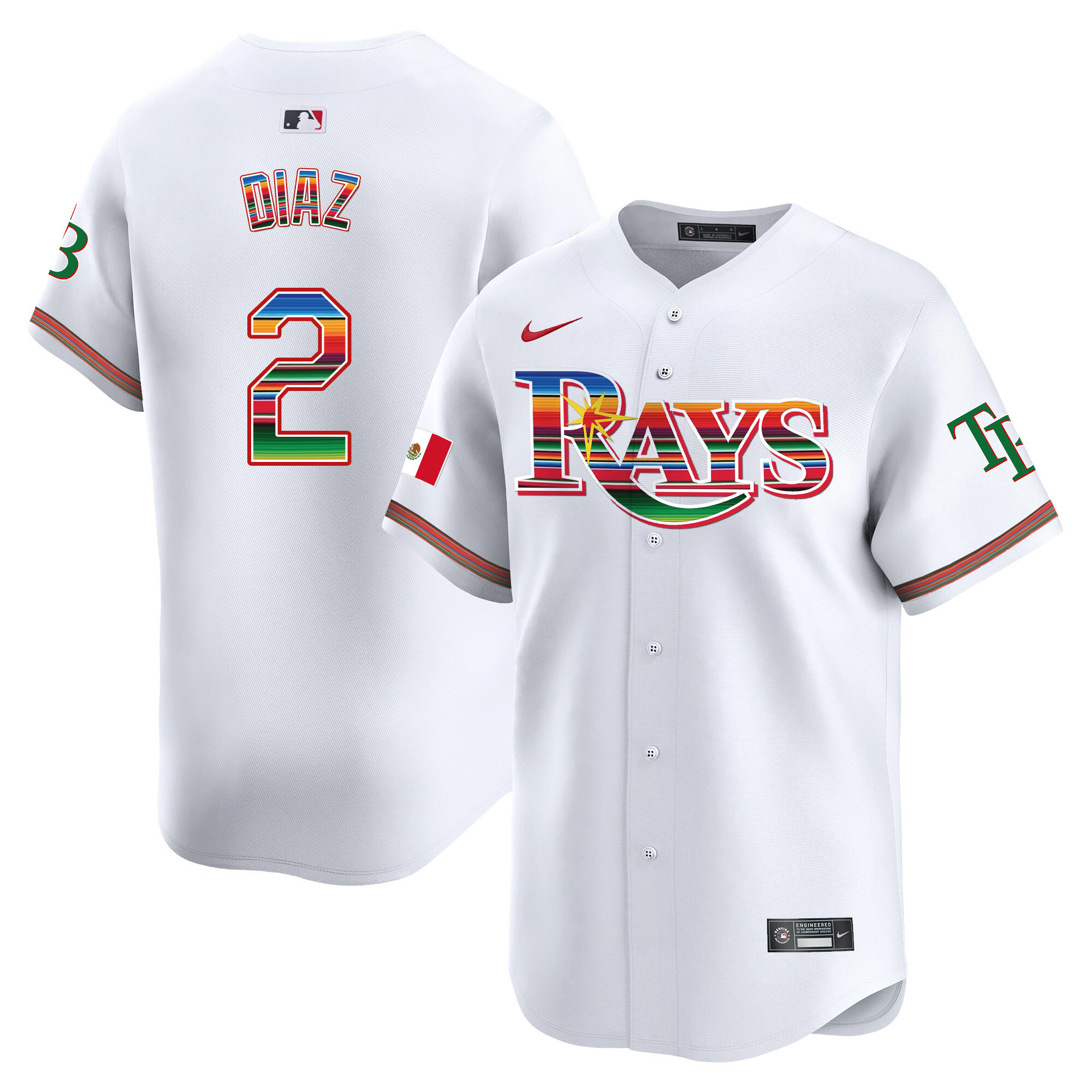 Yandy Diaz Men's Tampa Bay Rays Mexico Vapor Premier Limited White Jersey - All Stitched
