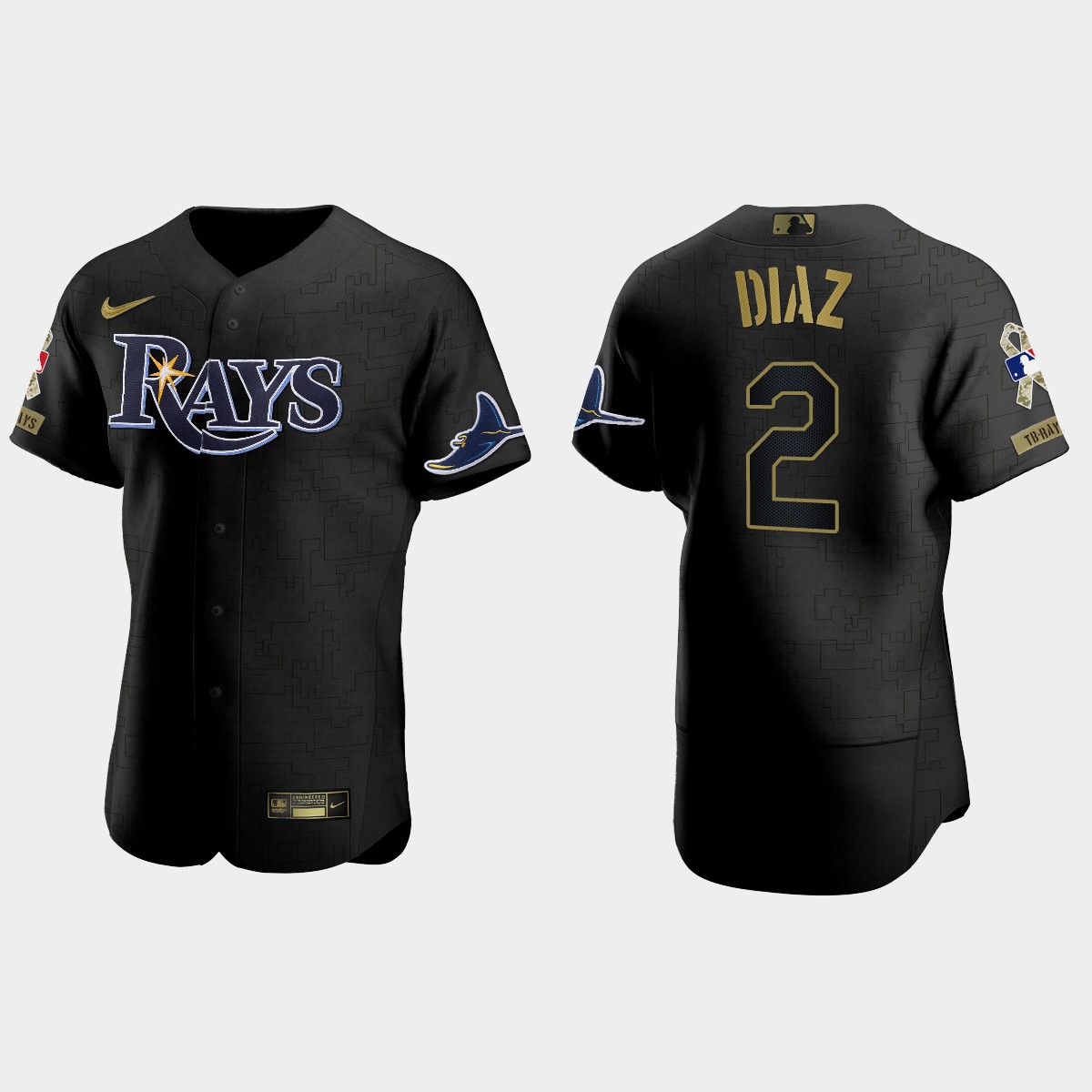 Yandy Diaz Tampa Bay Rays 2021 Salute to Service Jersey - All Black