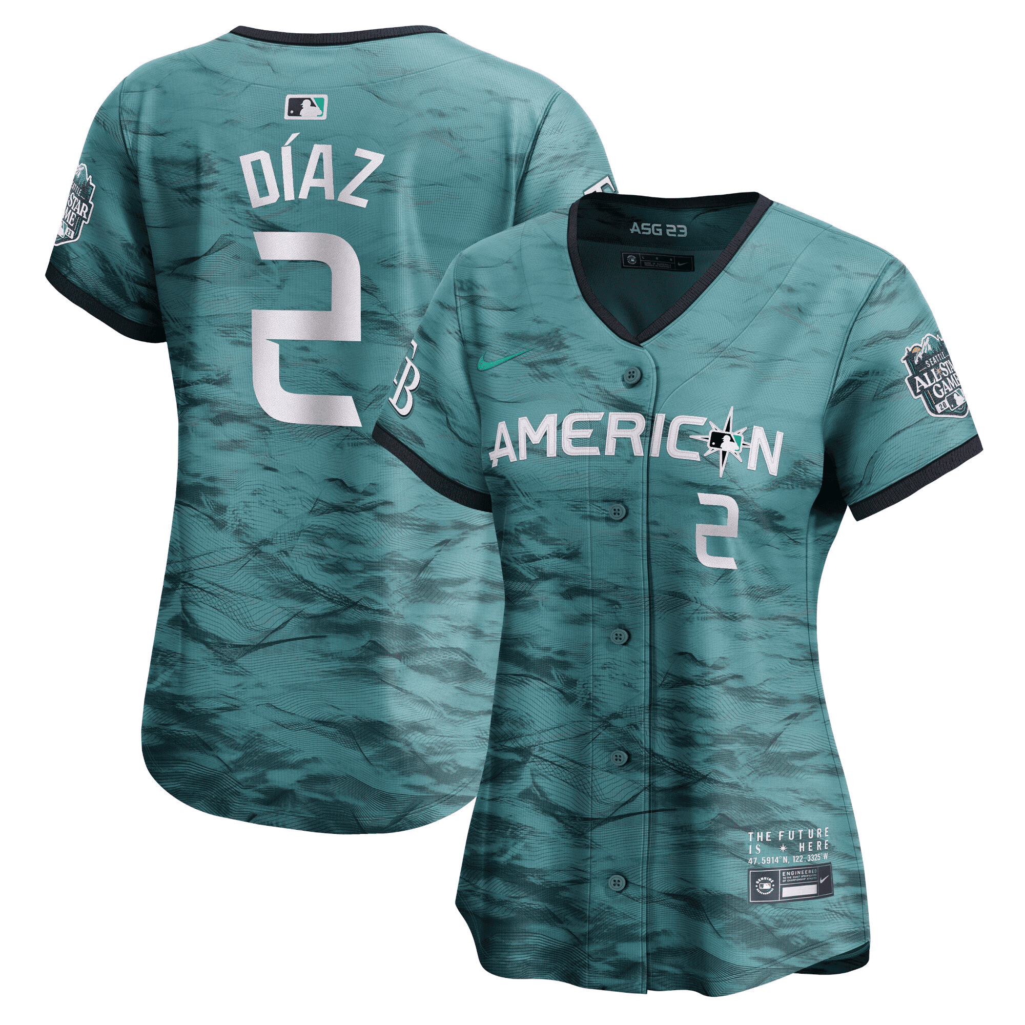 Yandy Diaz Women's Seattle Mariners American League 2023 All-Star Game Teal Royal Jersey - All Stitched