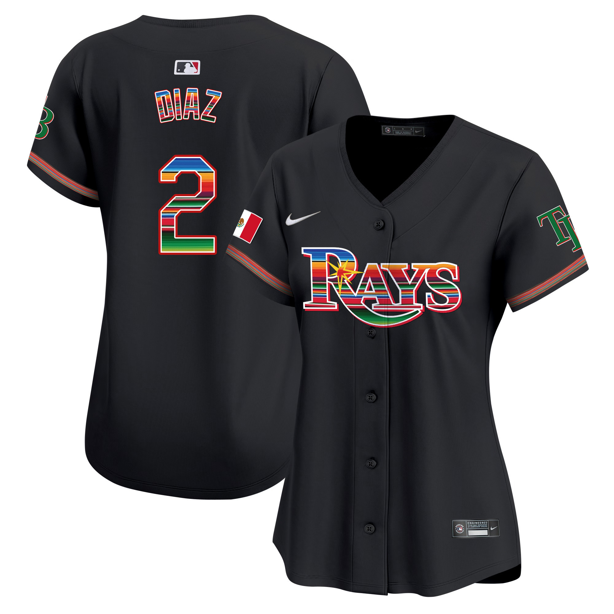 Yandy Diaz Women's Tampa Bay Rays Mexico Vapor Premier Limited Black Jersey - All Stitched