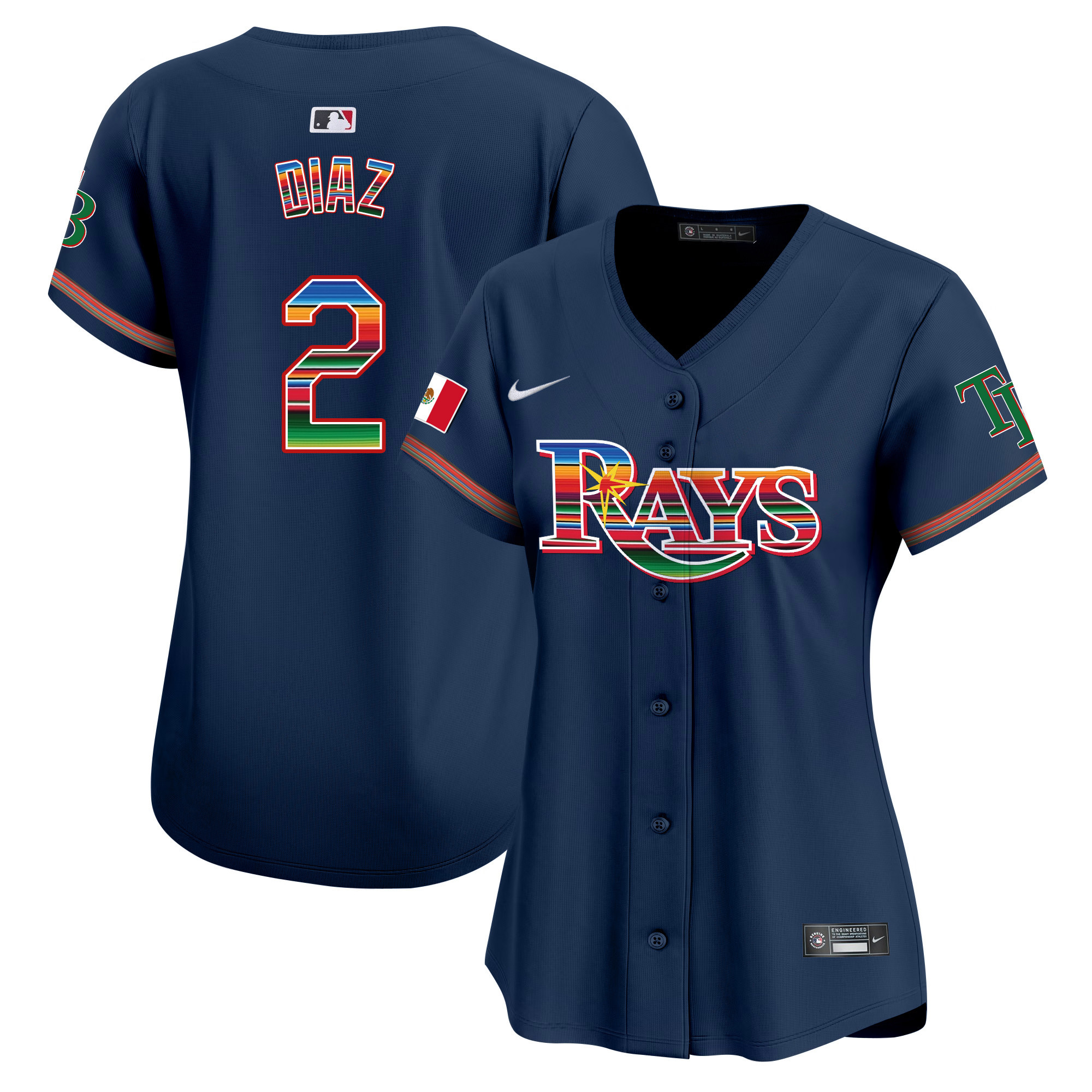 Yandy Diaz Women's Tampa Bay Rays Mexico Vapor Premier Limited Navy Jersey - All Stitched