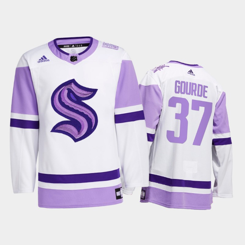 Yanni Gourde #37 Seattle Kraken 2021 FightsCancer White Special Jersey