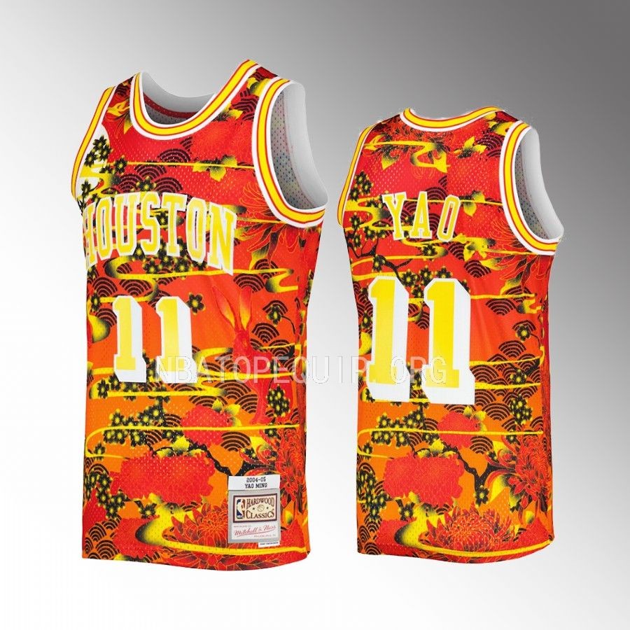 Yao Ming Houston Rockets #11 2023 Lunar New Year Jersey Red Hardwood Classics Men