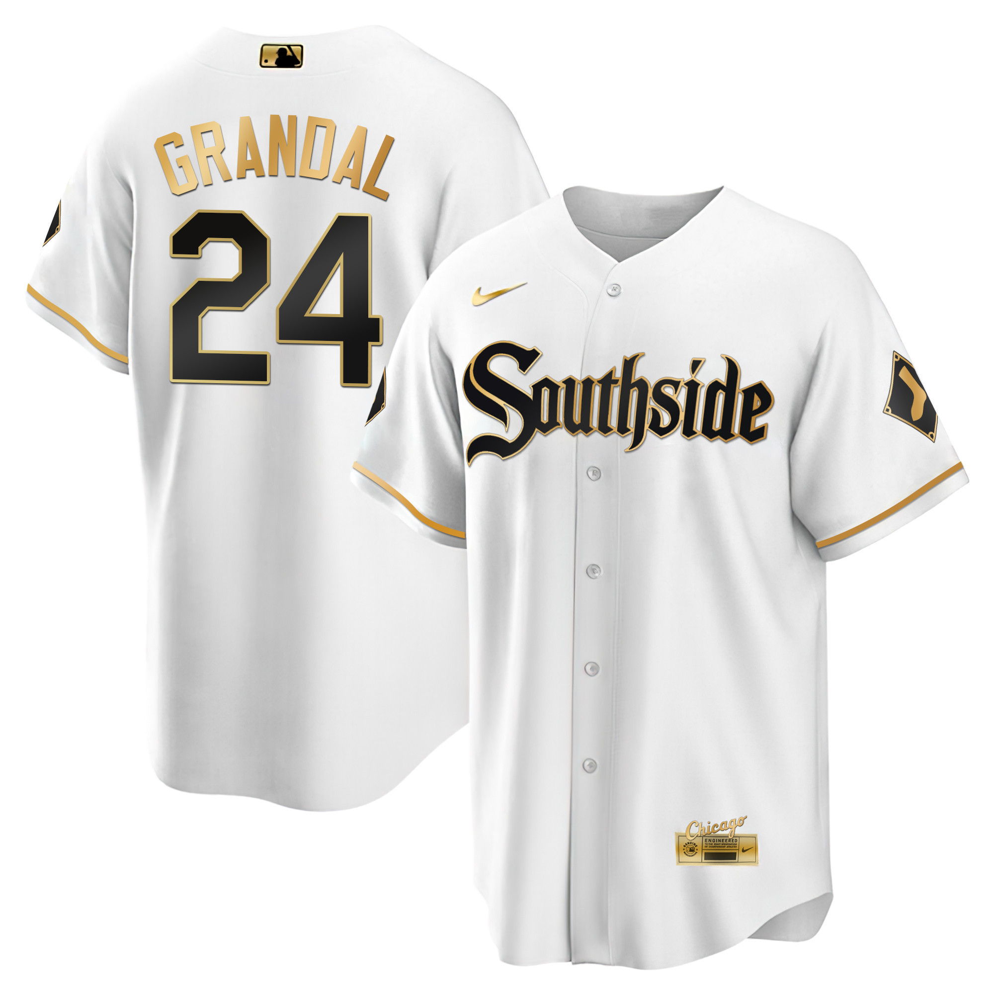 Yasmani Grandal Men's Chicago White Sox Black Limited & Gold Cool White Gold Jersey - All Stitched