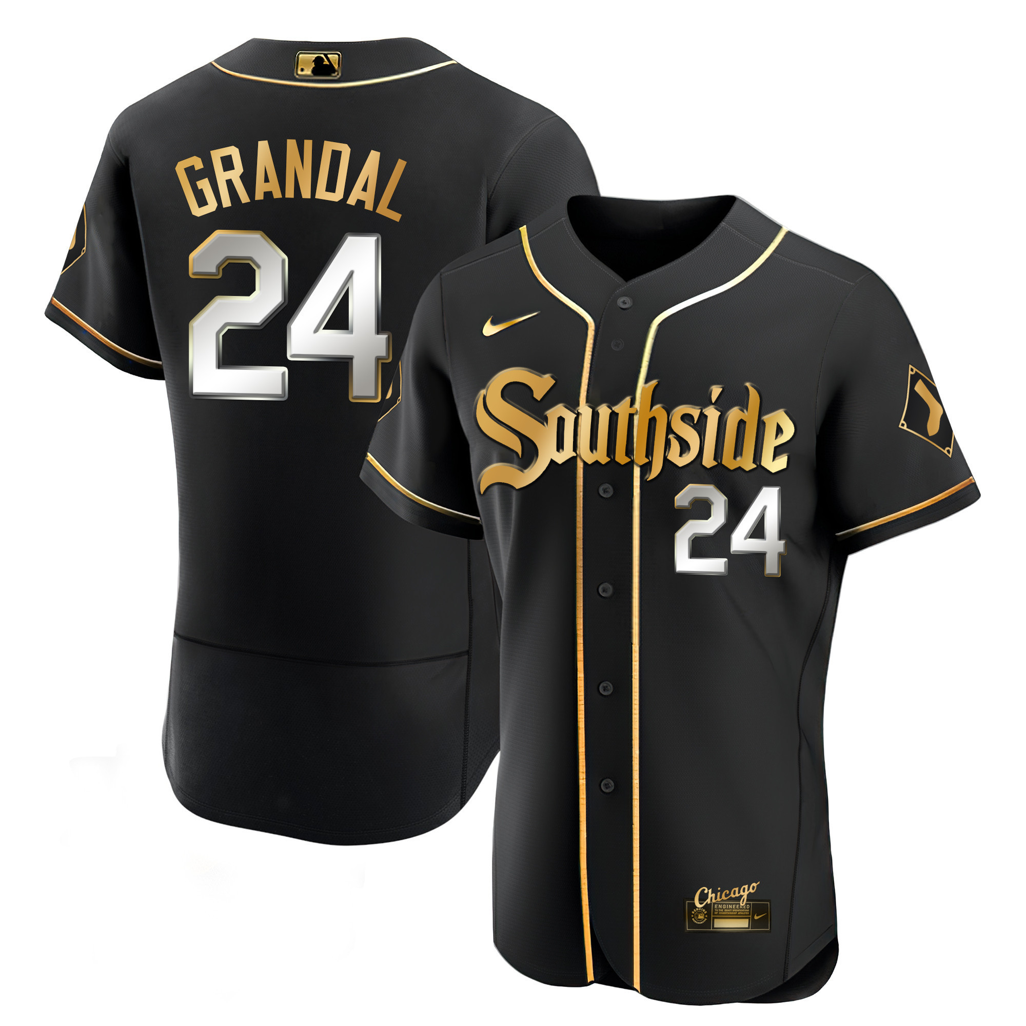 Yasmani Grandal Men's Chicago White Sox Black Limited & Gold Flex Black Limited Jersey - All Stitched
