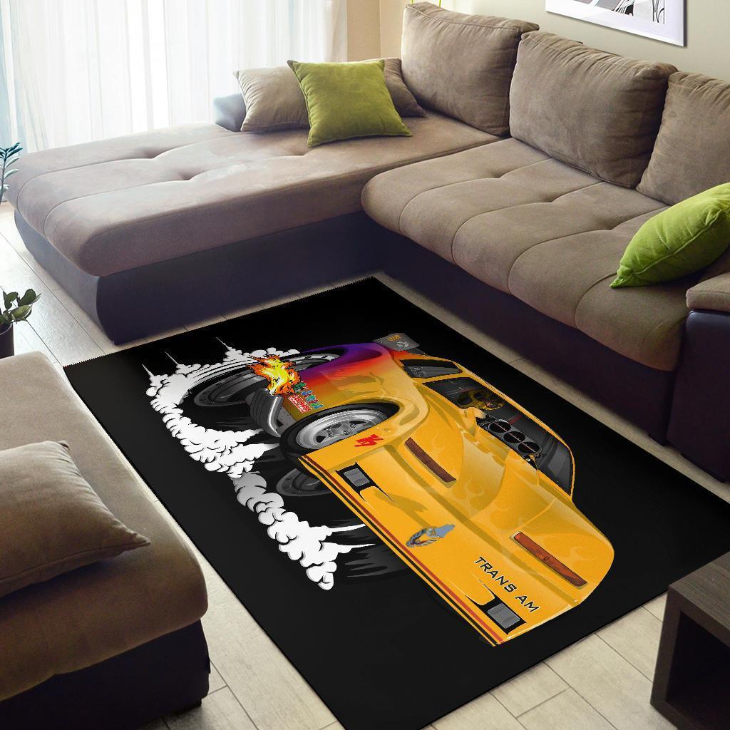 Yellow Firebird Trans Am Dragster Area Rectangle Rug