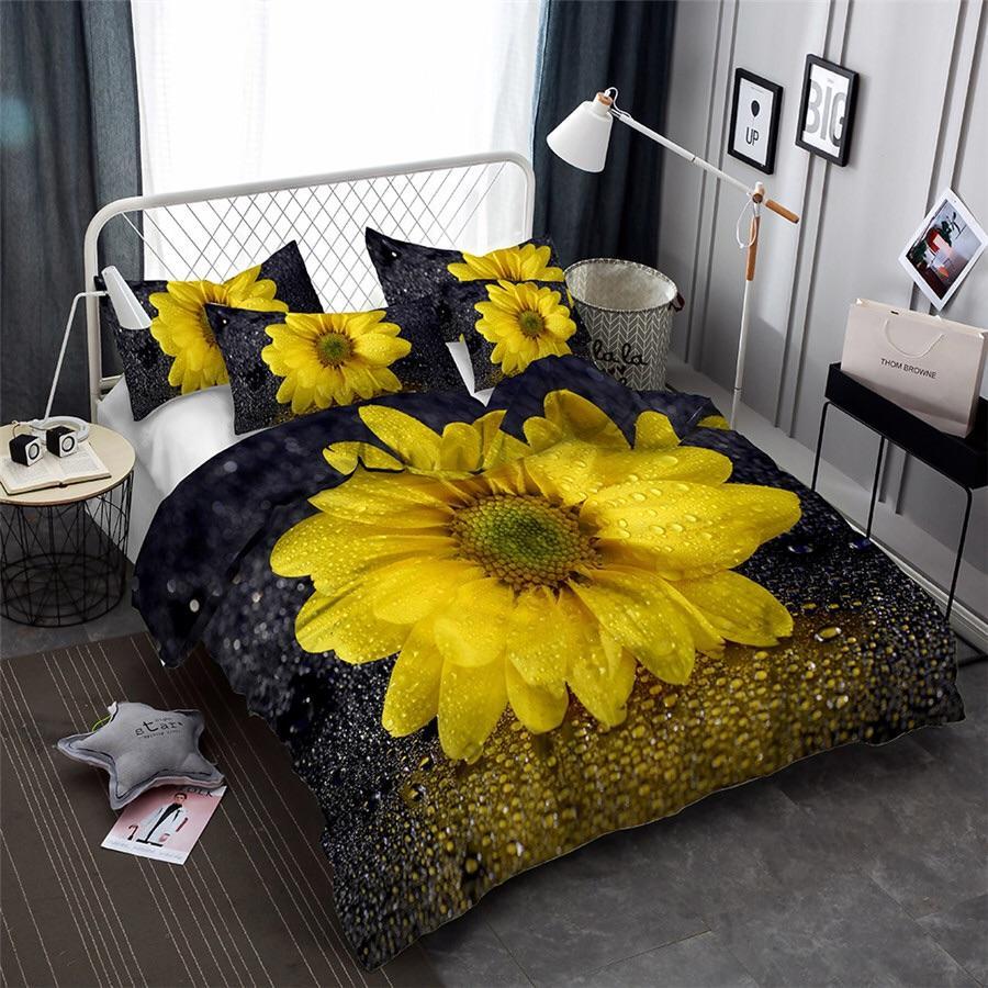 Yellow Flower 3D Customized Duvet Cover Bedding Set