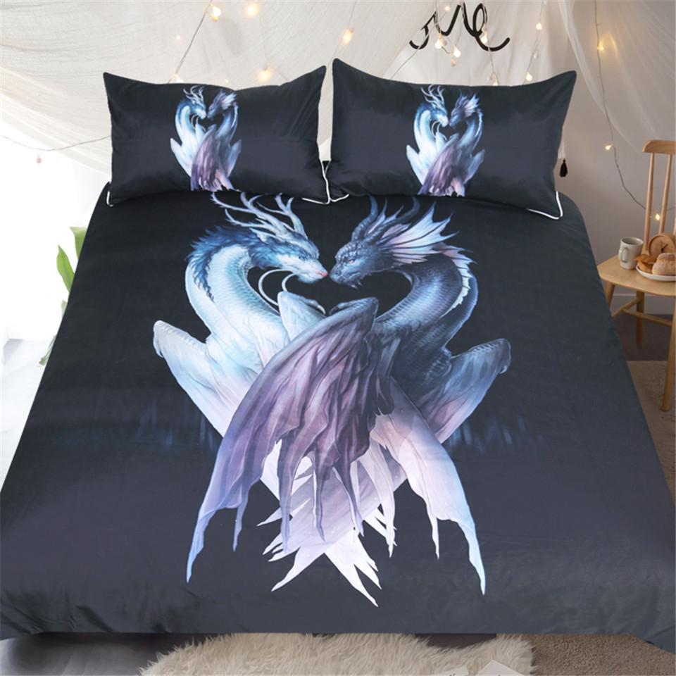 Yin Yang Dragons Black By Jojoesart 3D Customized Duvet Cover Bedding Set