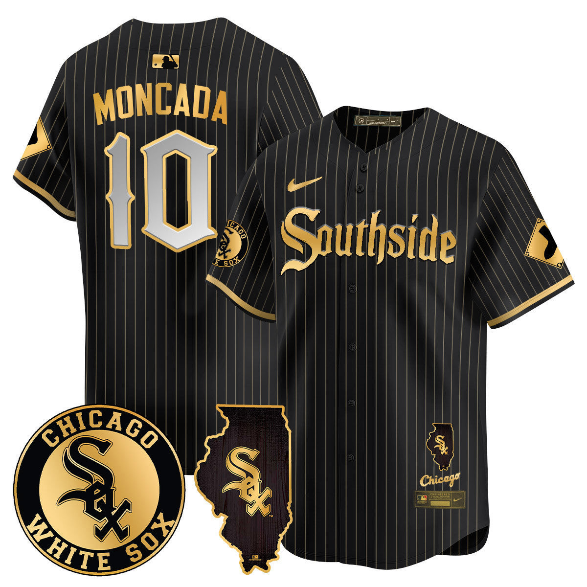 Yoán Moncada Men's Chicago White Sox 2024 City Connect Vaper Premier Limited Black Gold Jersey - All Stitched