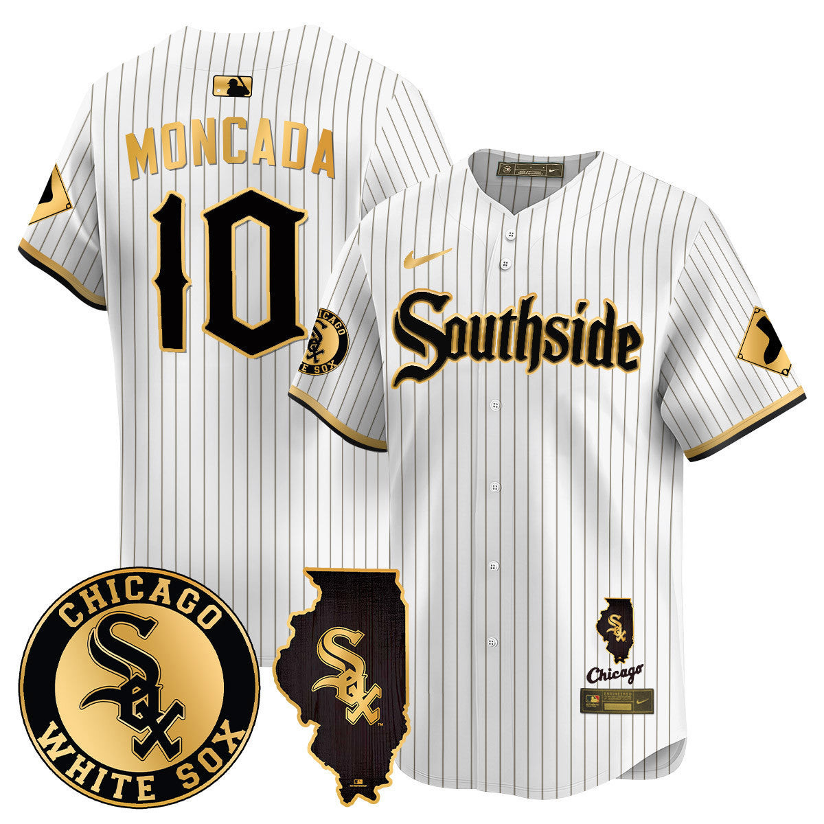Yoán Moncada Men's Chicago White Sox 2024 City Connect Vaper Premier Limited White Gold Jersey - All Stitched
