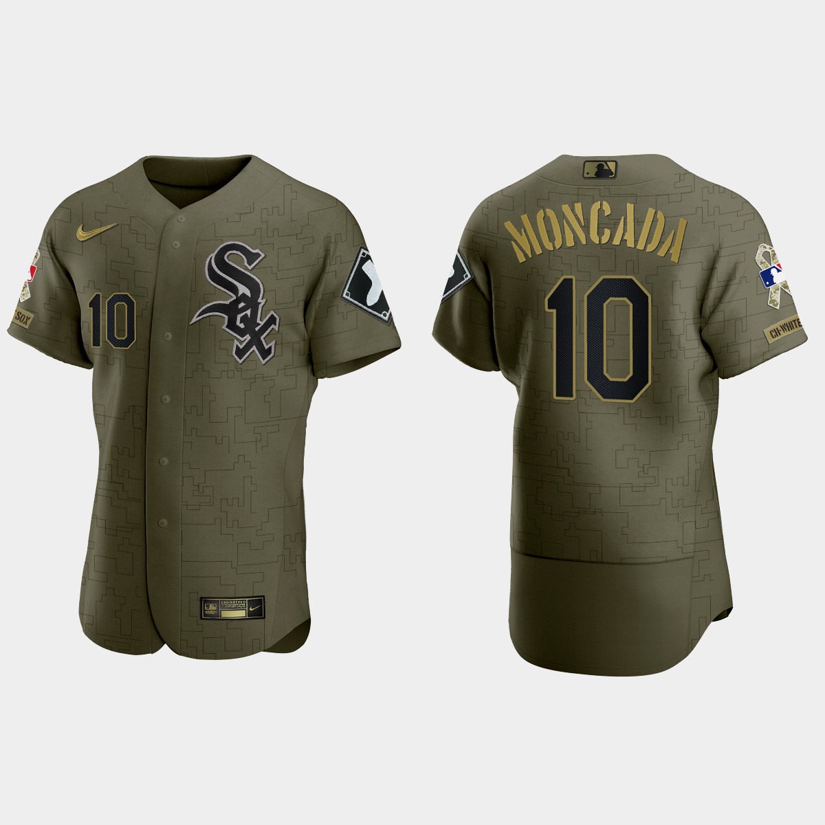 Yoan Moncada Chicago White Sox 2021 Salute to Service Digital Camo Jersey - Green