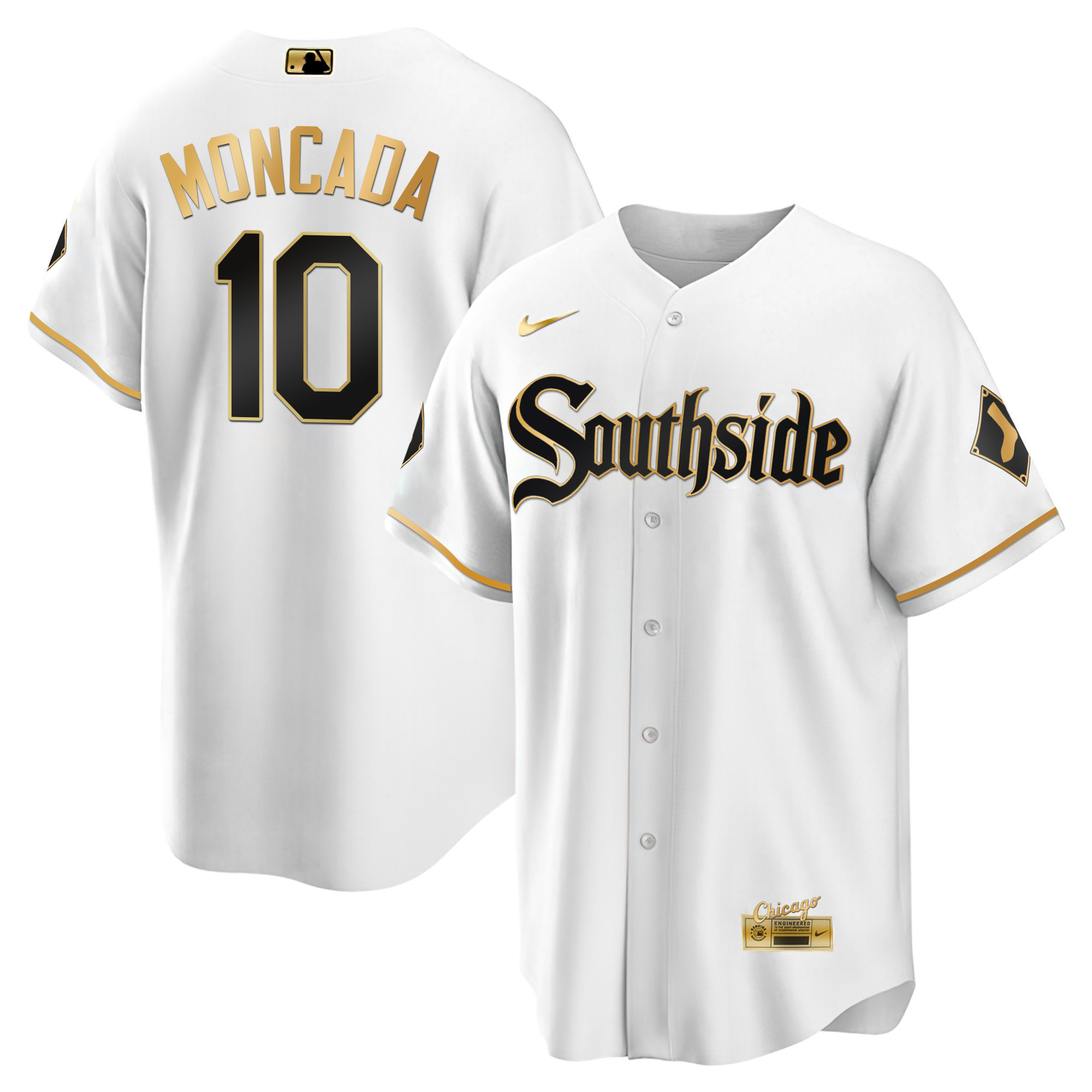 Yoan Moncada Men's Chicago White Sox Black Limited & Gold Cool White Gold Jersey - All Stitched