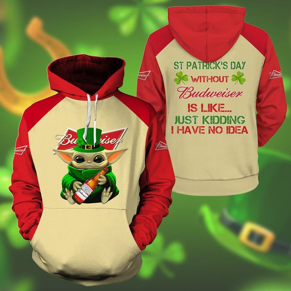 Yoda Budweiser St Patrick Day Hoodie