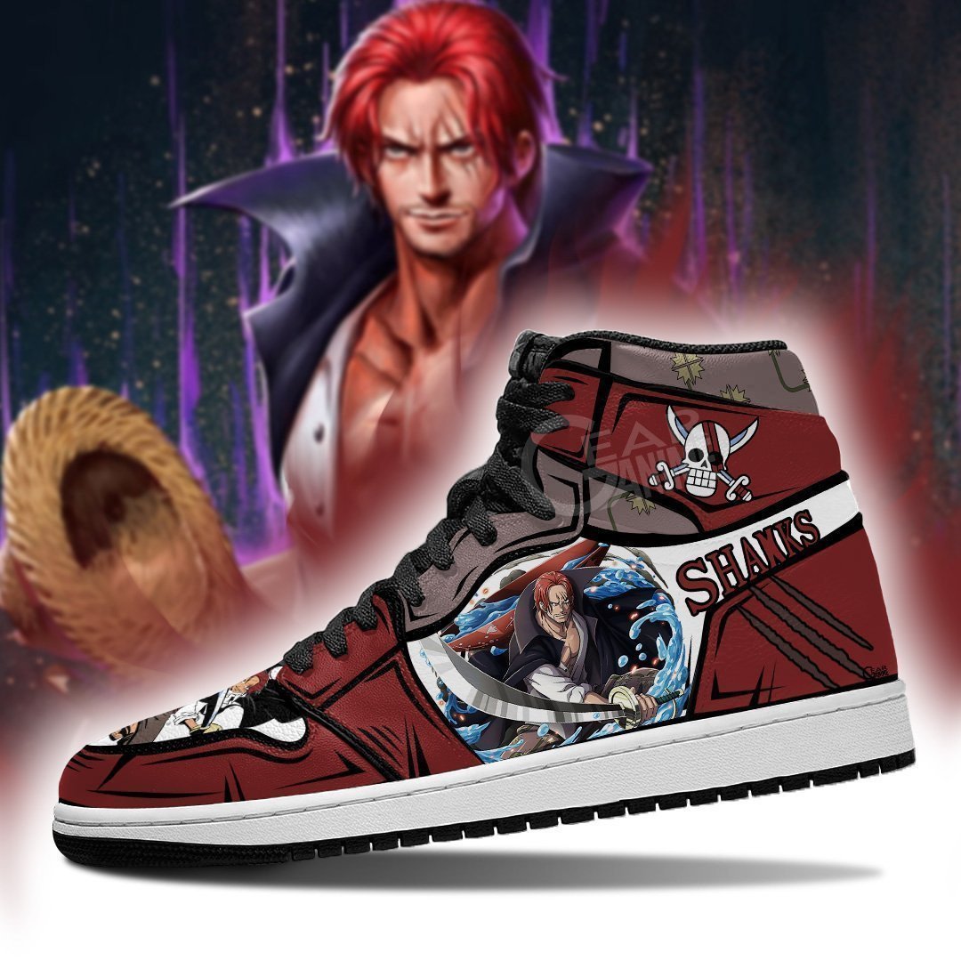 Yonko Red Hair Shank JD1s Sneakers Anime One Piece Shoes, Air Jordan Hightop