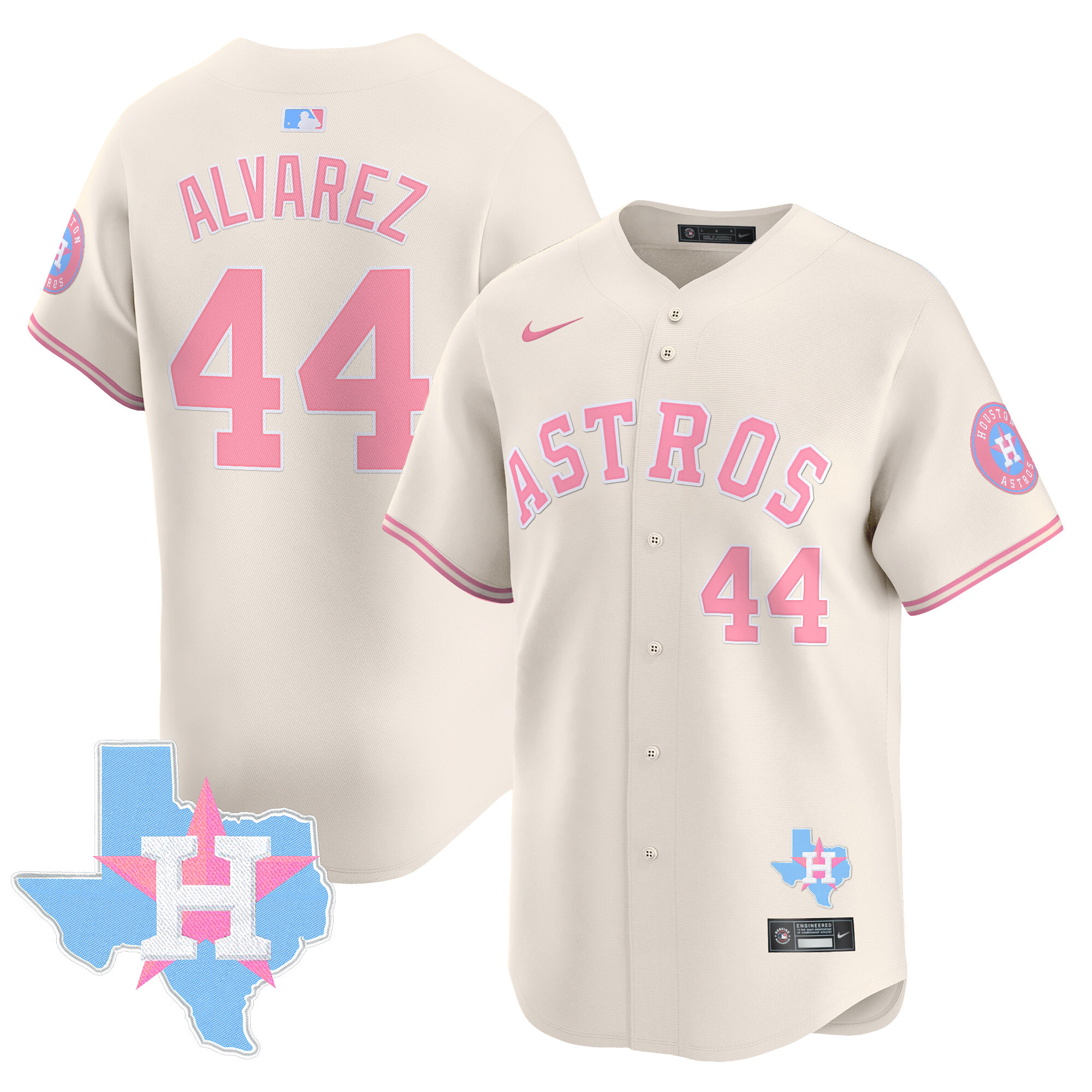 Yordan ¡lvarezUnisex Houston Astros Bubblegum Pink Vapor Premier Limited Cream Jersey - All Stitched