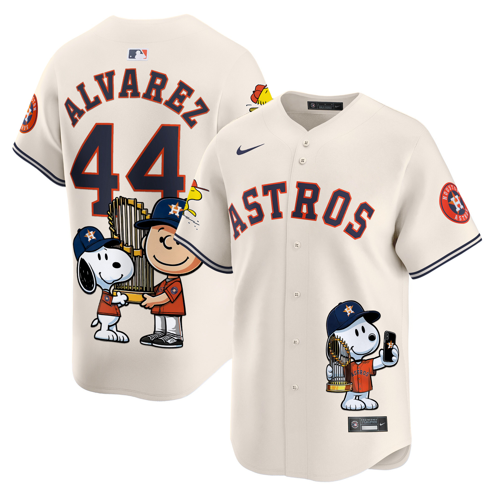 Yordan ¡lvarezUnisex Houston Astros Peanut Snoopy Vapor Premier Limited Cream Jersey - Printed