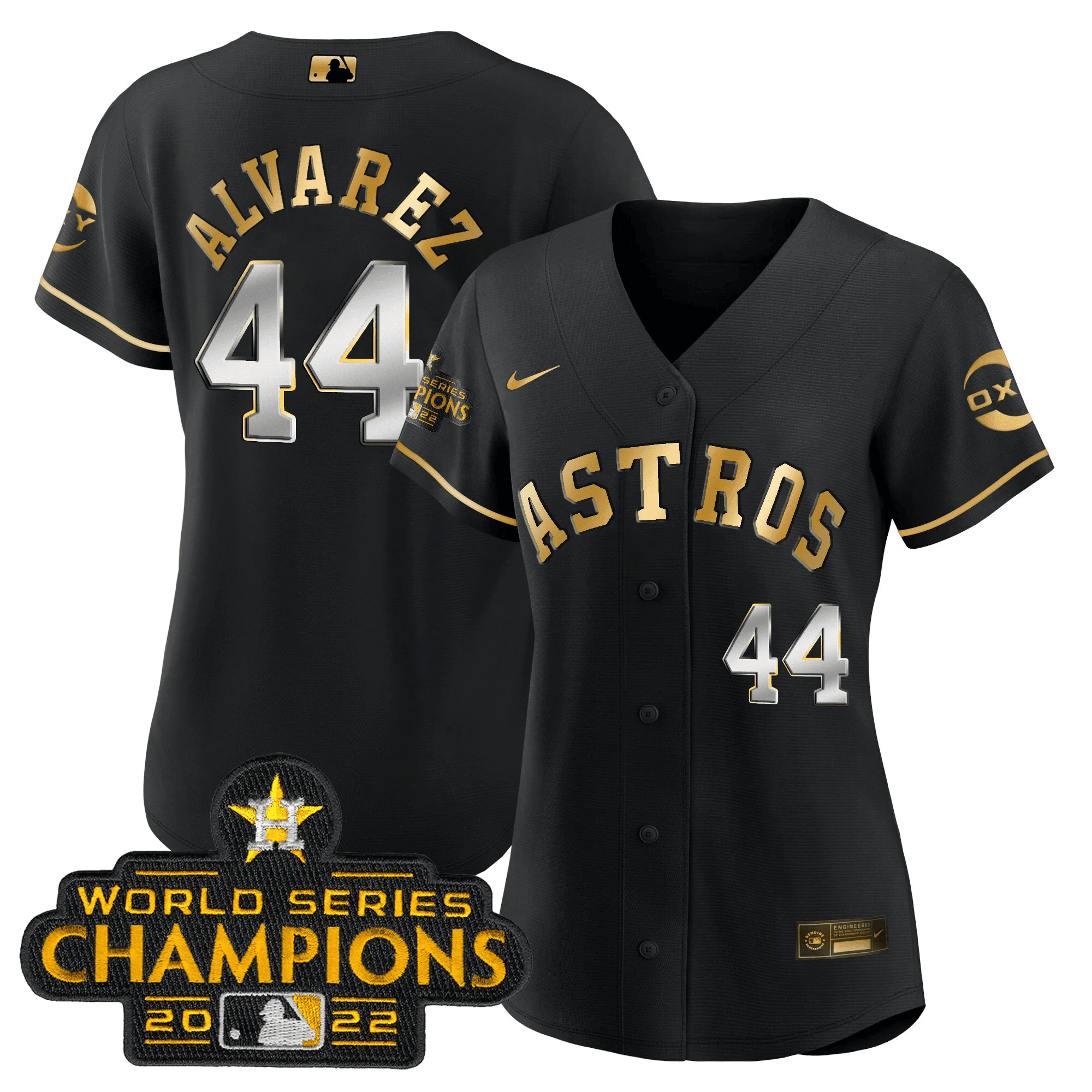 Yordan Álvarez Houston Astros 2022 Champions Black Gold Rush Flex Base Jersey - All Stitched