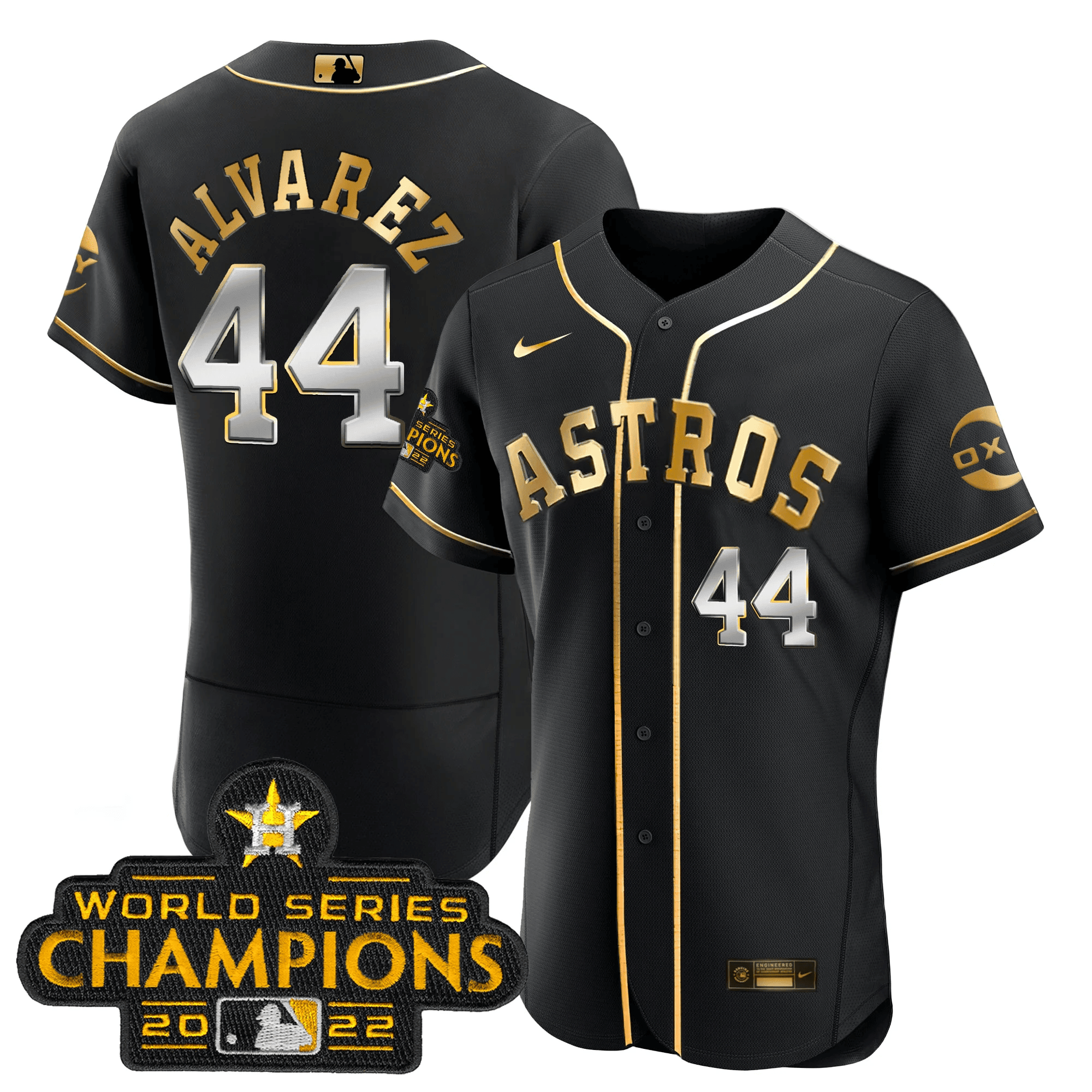 Yordan Álvarez Houston Astros 2022 Champions Black Gold Rush Flex Base Jersey - All Stitched