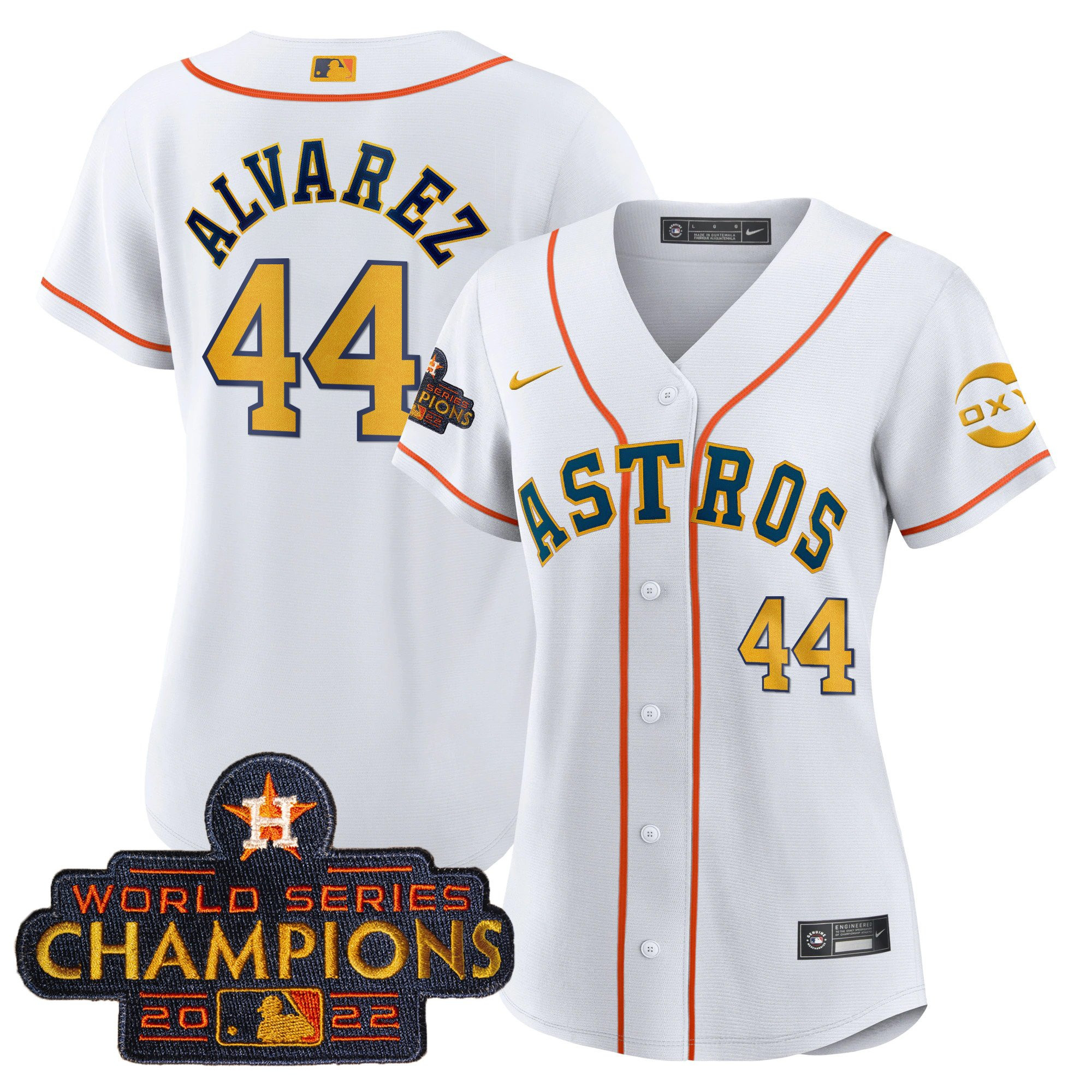 Yordan Álvarez Houston Astros 2022 Champions Gold Rush Oxy Patch Flex Base Jersey - All Stitched