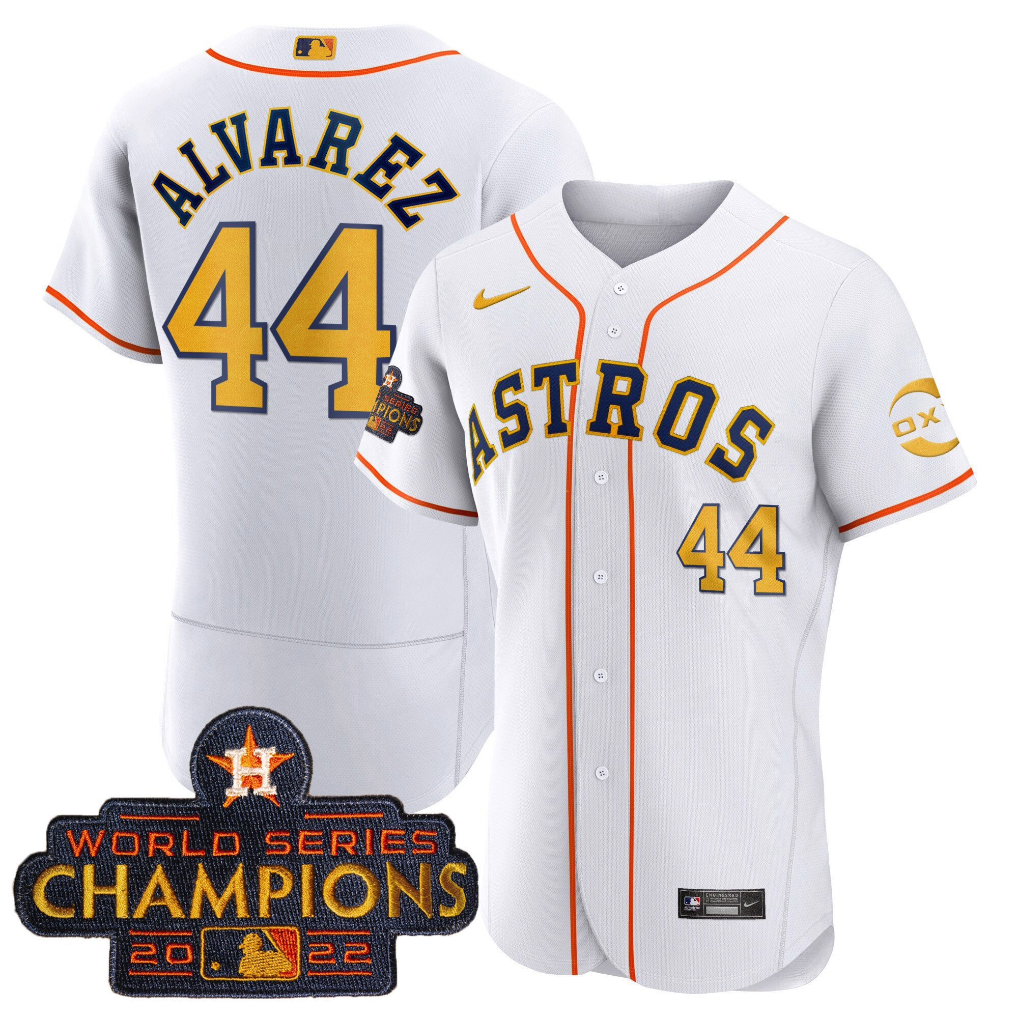 Yordan Álvarez Houston Astros 2022 Champions Gold Rush Oxy Patch Flex Base Jersey - All Stitched