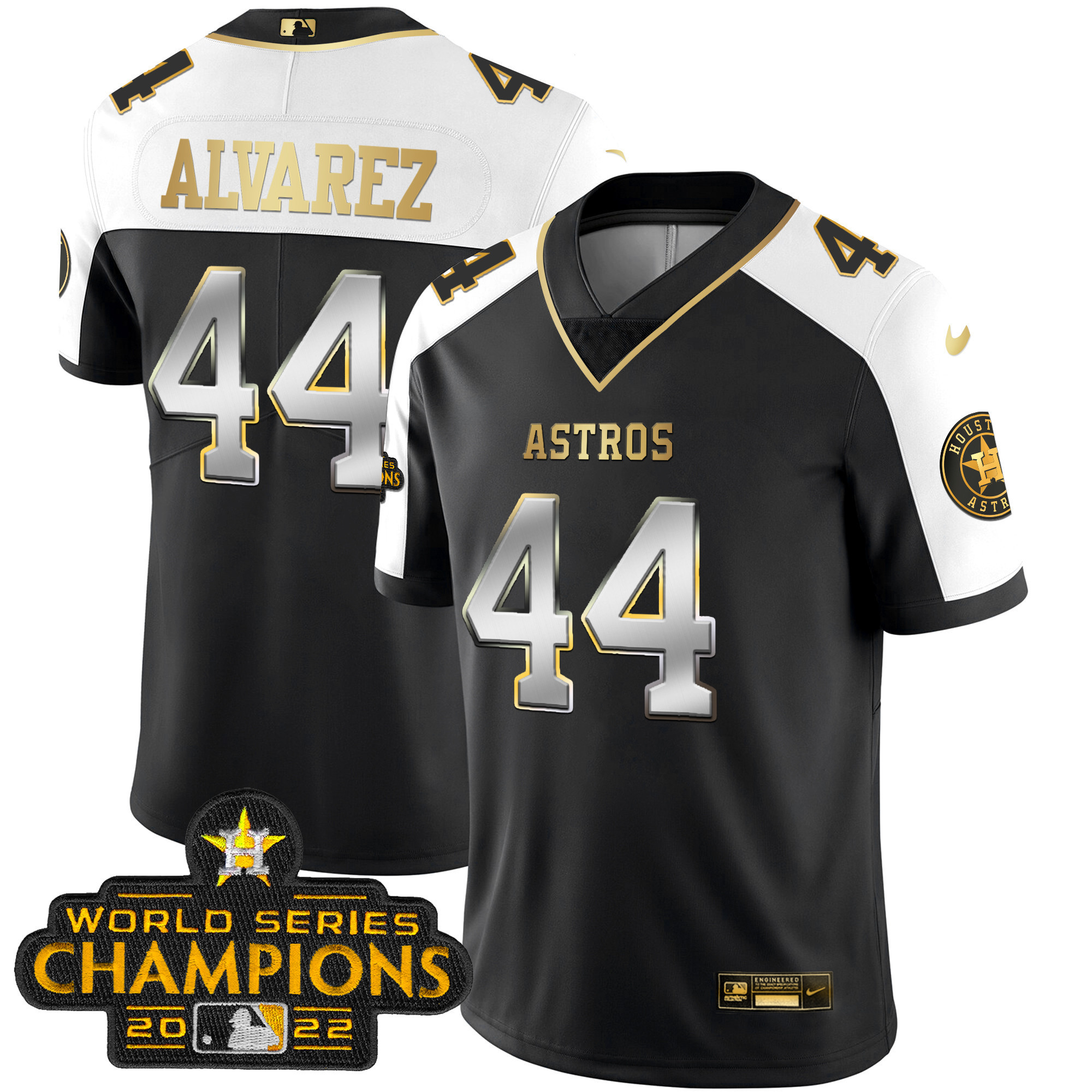 Yordan Álvarez Houston Astros 2023 Champions Patch Vapor Gold Jersey - All Stitched