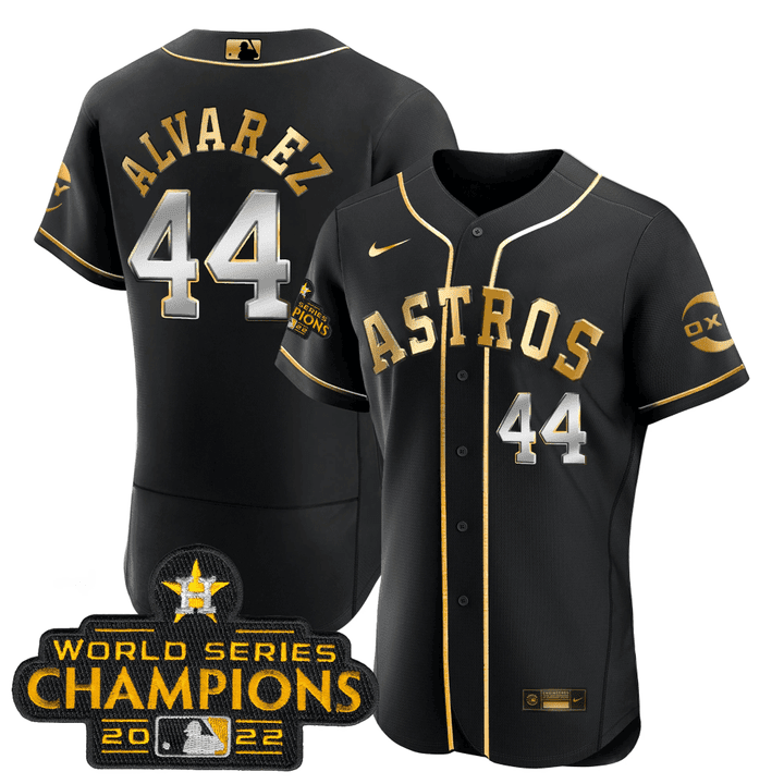 Yordan Álvarez Houston Astros Black Gold Rush Flex Base Jersey - All Stitched
