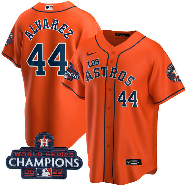 Yordan Álvarez Men's Houston Astros 2022 World Series Champions Player Cool Orange Jersey - All Stitched