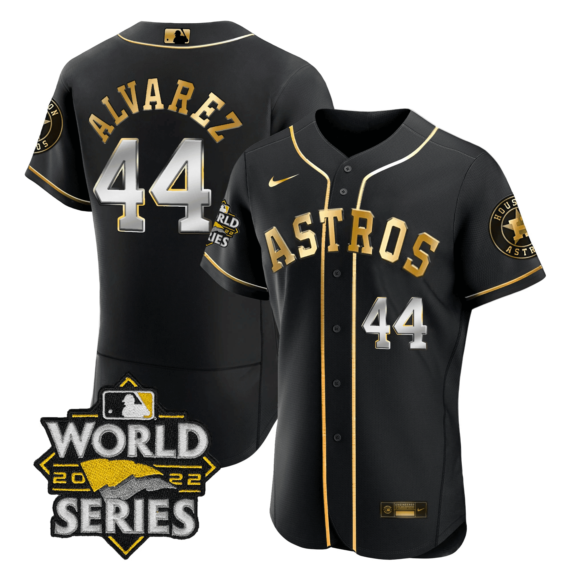 Yordan Álvarez Men's Houston Astros 2022 World Series Player Flex Black Jersey - All Stitched