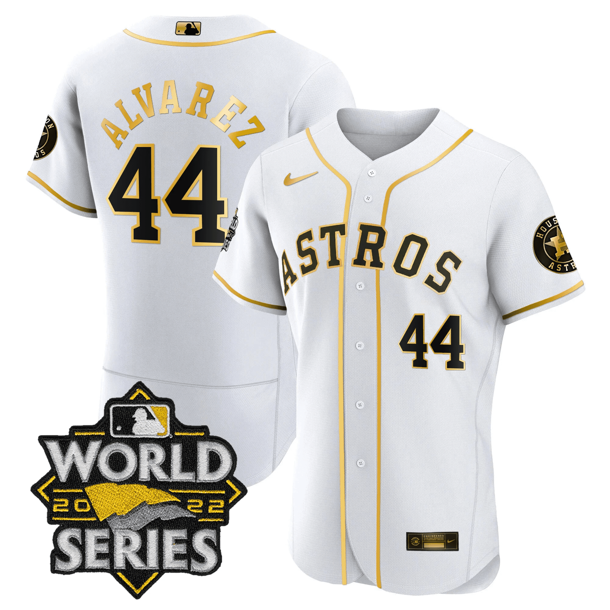 Yordan Álvarez Men's Houston Astros 2022 World Series Player Flex White Jersey - All Stitched