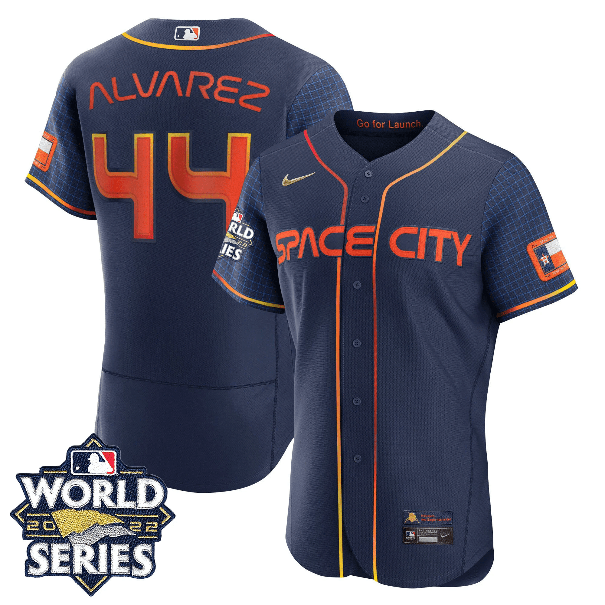 Yordan Álvarez Men's Houston Astros 2022 World Series Space City Player Flex Base Jersey - All Stitched