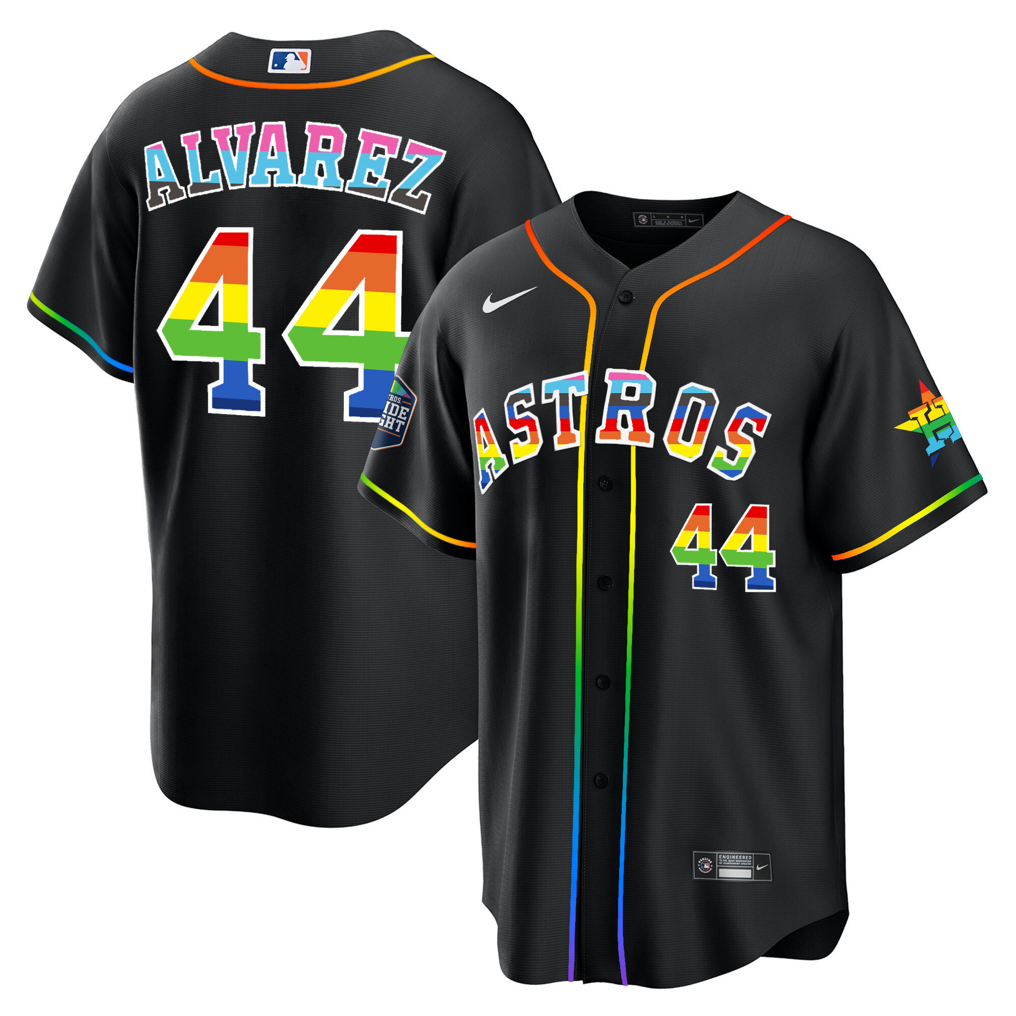 Yordan Álvarez Men's Houston Astros 2023 Cool Base Pride Black Jersey - All Stitched