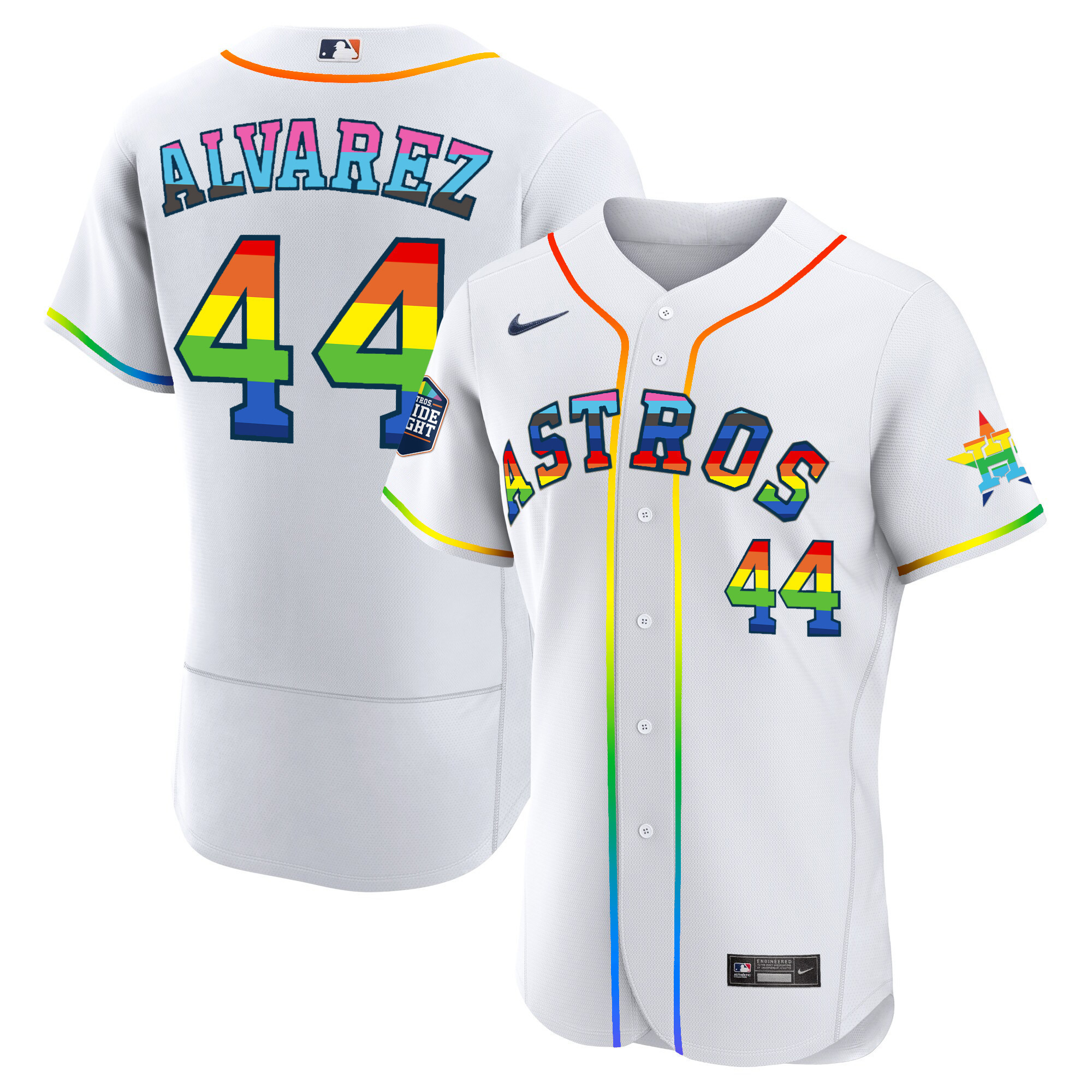 Yordan Álvarez Men's Houston Astros 2023 Flex Base Pride White Jersey - All Stitched