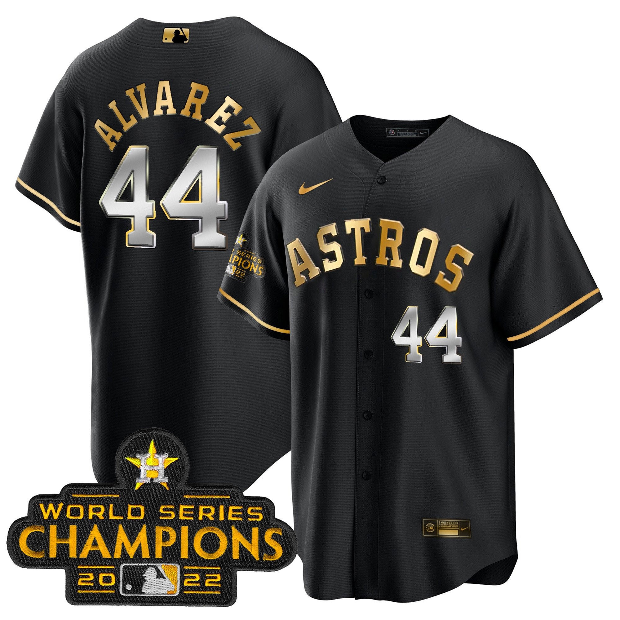 Yordan Álvarez Men's Houston Astros 2023 Gold Cool Base Collection Black Gold Jersey - All Stitched