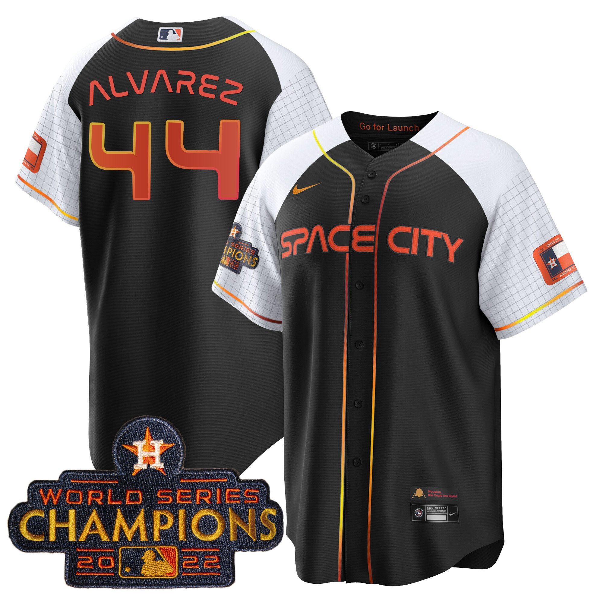 Yordan Álvarez Men's Houston Astros 2023 Space City Champions Alternate Cool Black Jersey - All Stitched