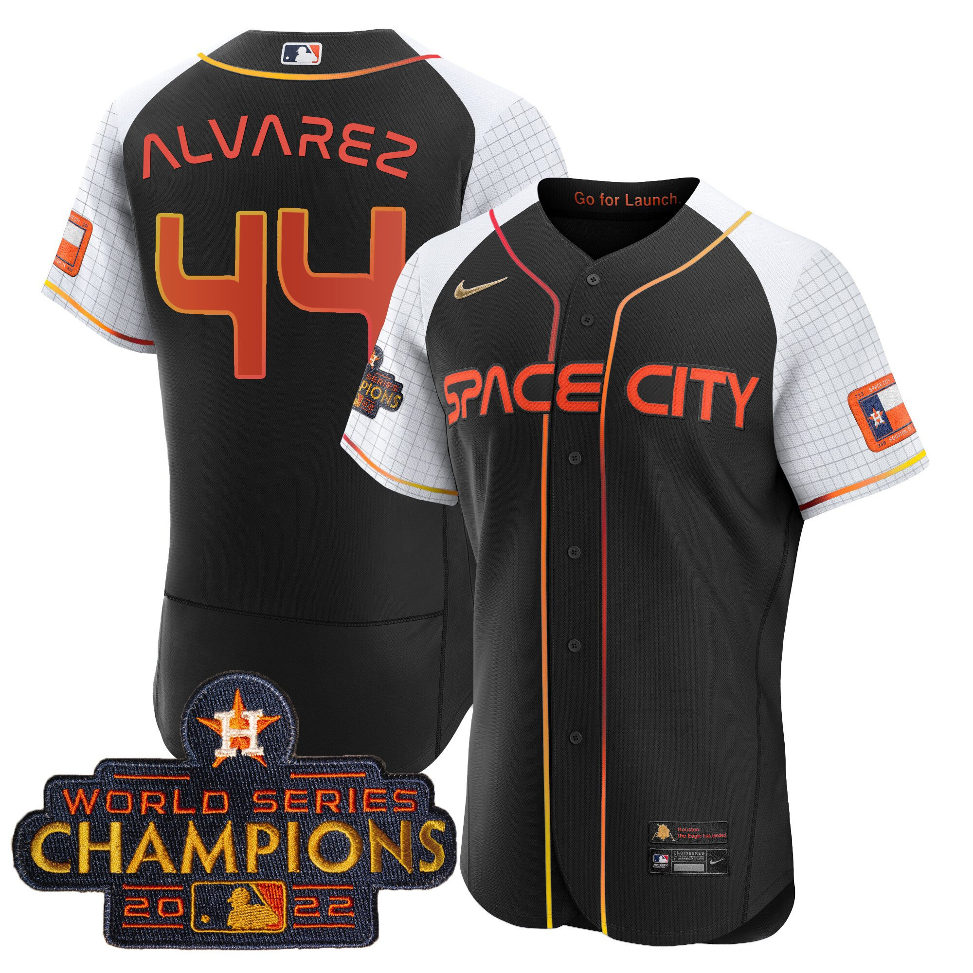 Yordan Álvarez Men's Houston Astros 2023 Space City Champions Alternate Flex Black Jersey - All Stitched