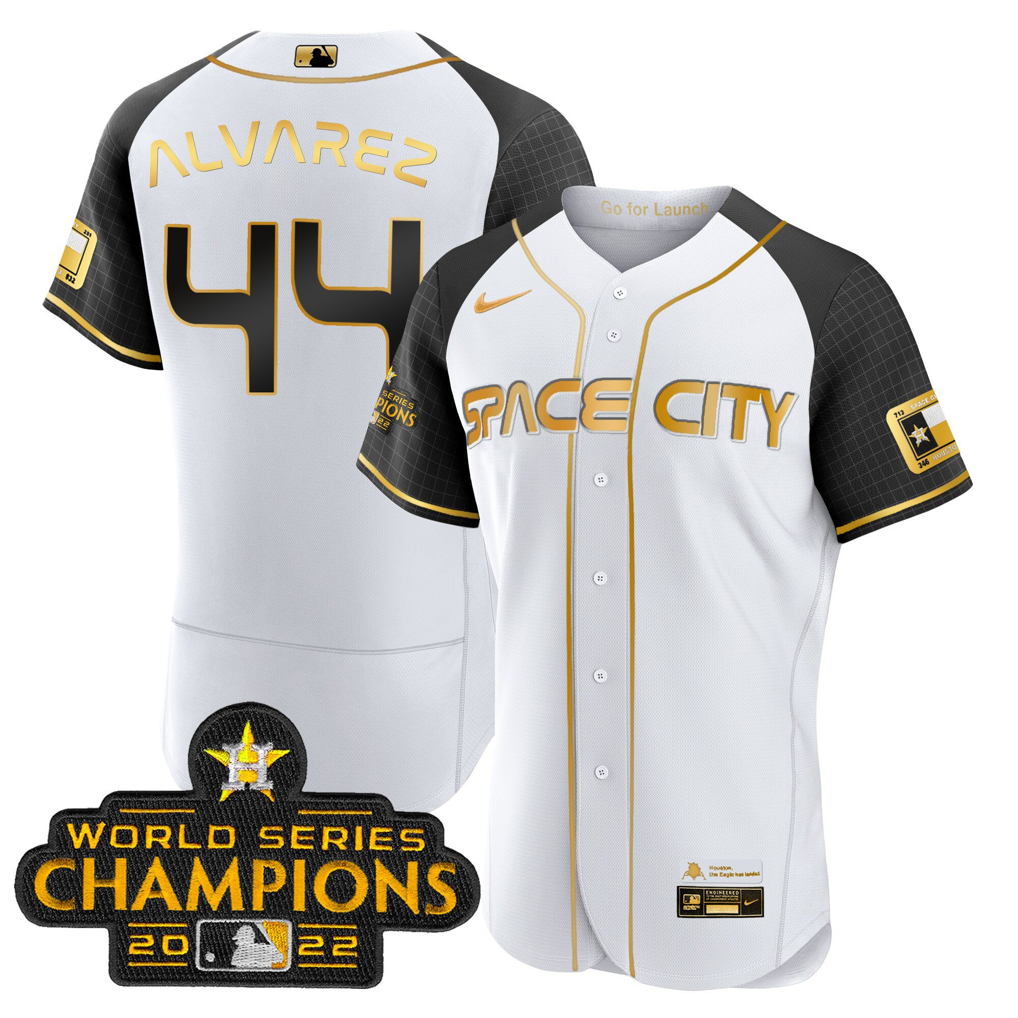 Yordan Álvarez Men's Houston Astros 2023 Space City Champions Alternate Flex White Gold Jersey - All Stitched
