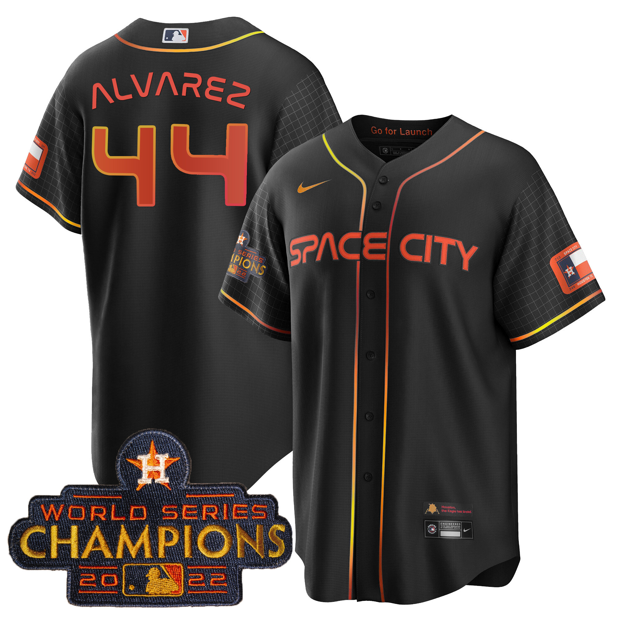 Yordan Álvarez Men's Houston Astros 2023 Space City Champions Cool Black Jersey - All Stitched