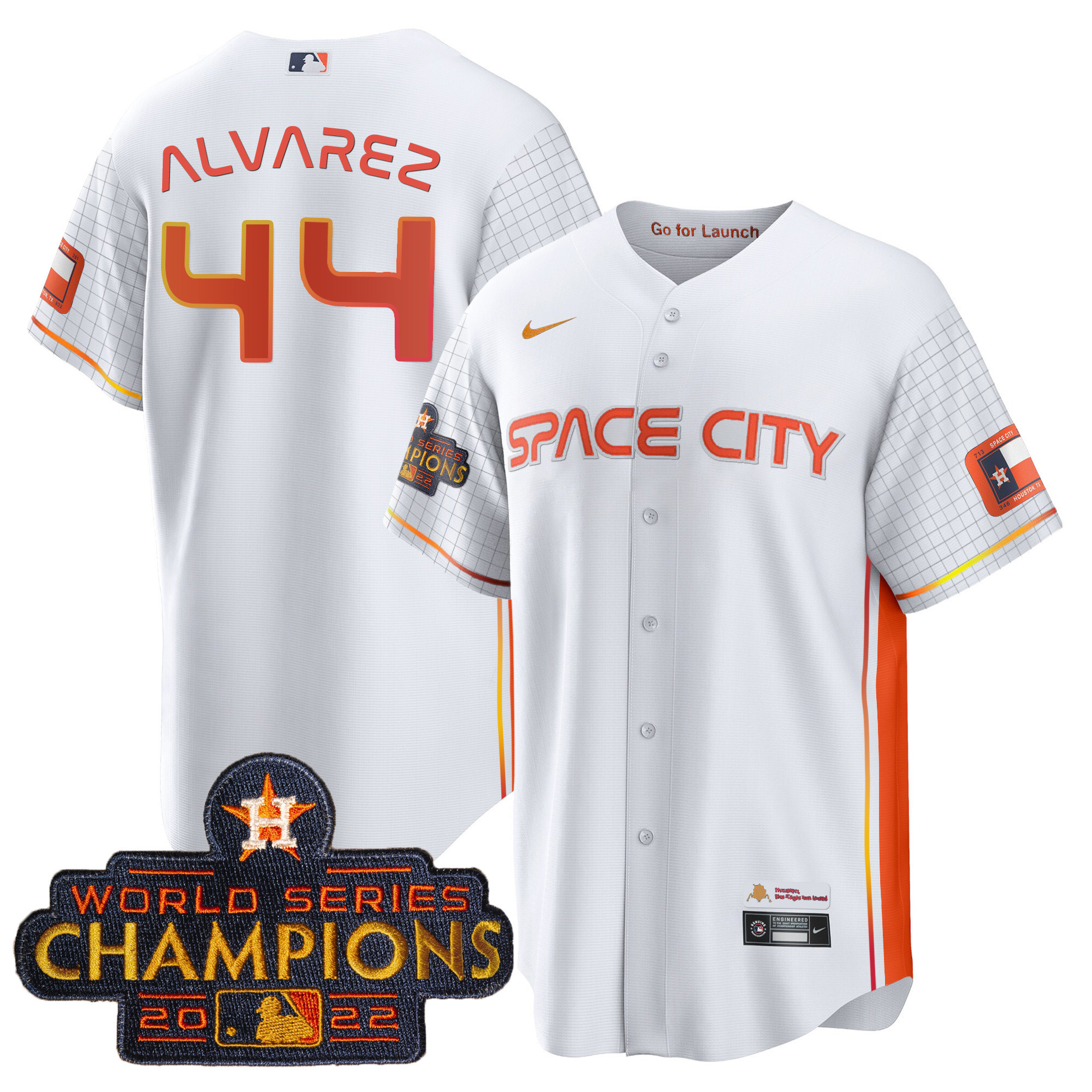 Yordan Álvarez Men's Houston Astros 2023 Space City Champions Cool Special White Jersey - All Stitched